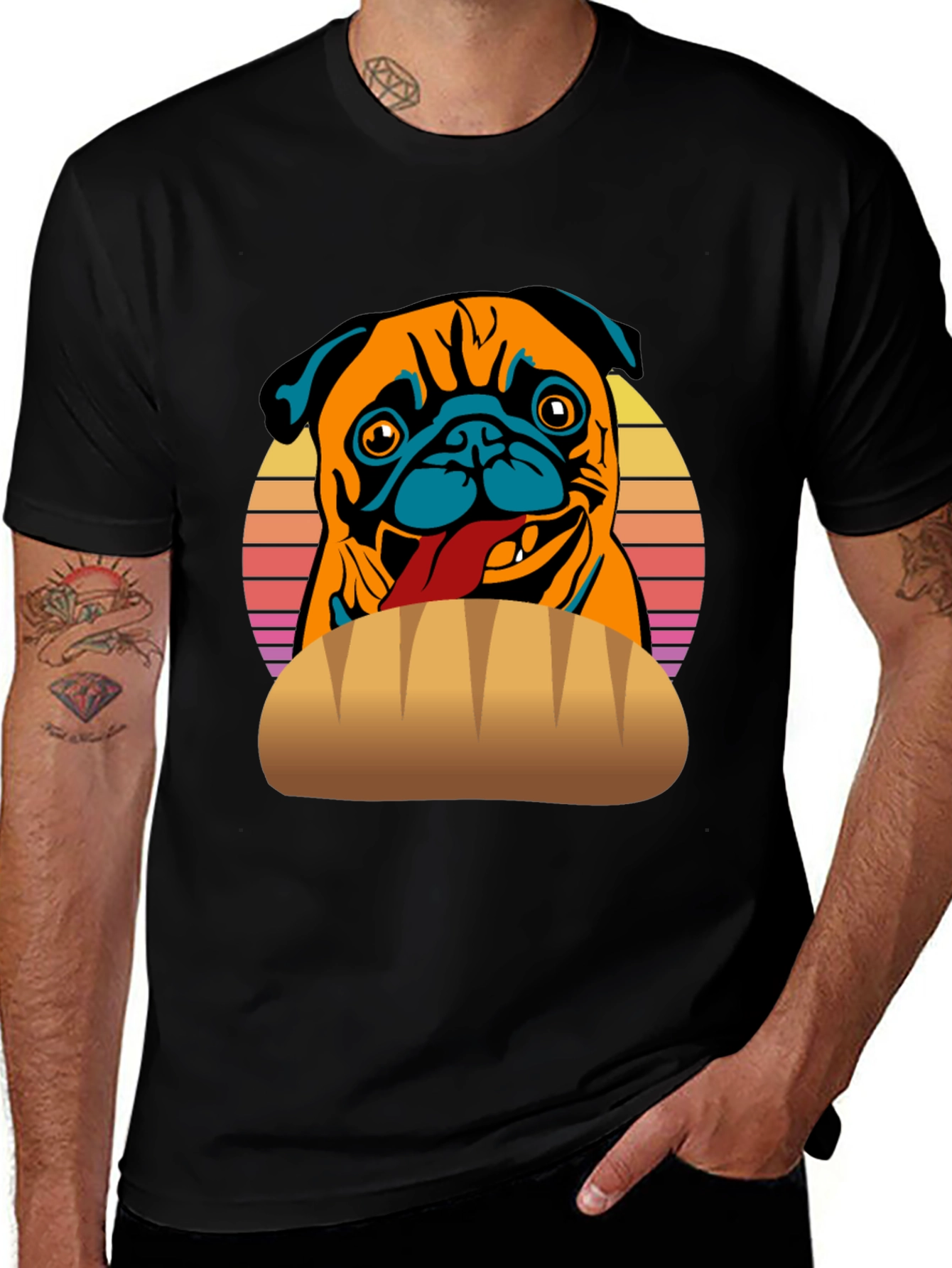 Variant 21 of Pug in a Bun T-Shirt - Funny Dog Tee