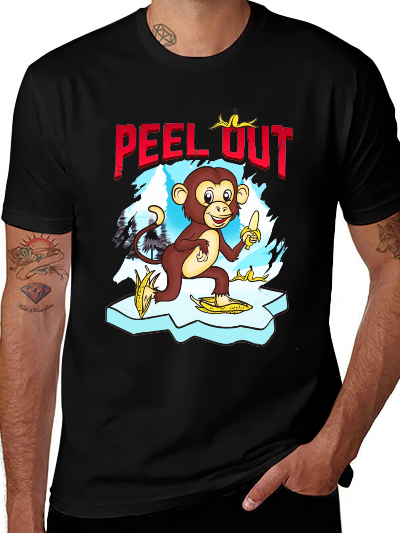 Variant 14 of Peel Out Monkey T-Shirt - Funny Cartoon Tee