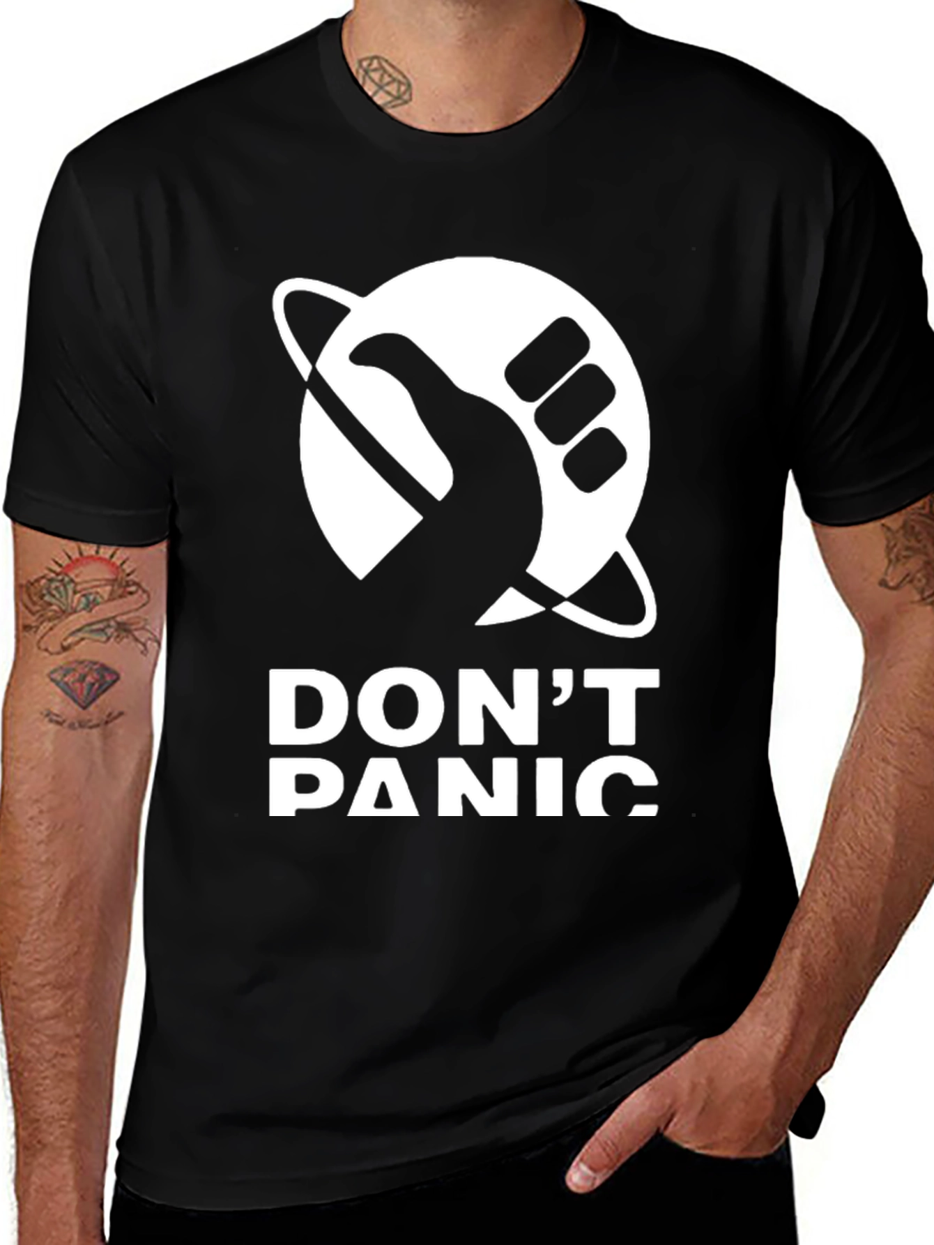 Variant 7 of Don't Panic Black T-Shirt
