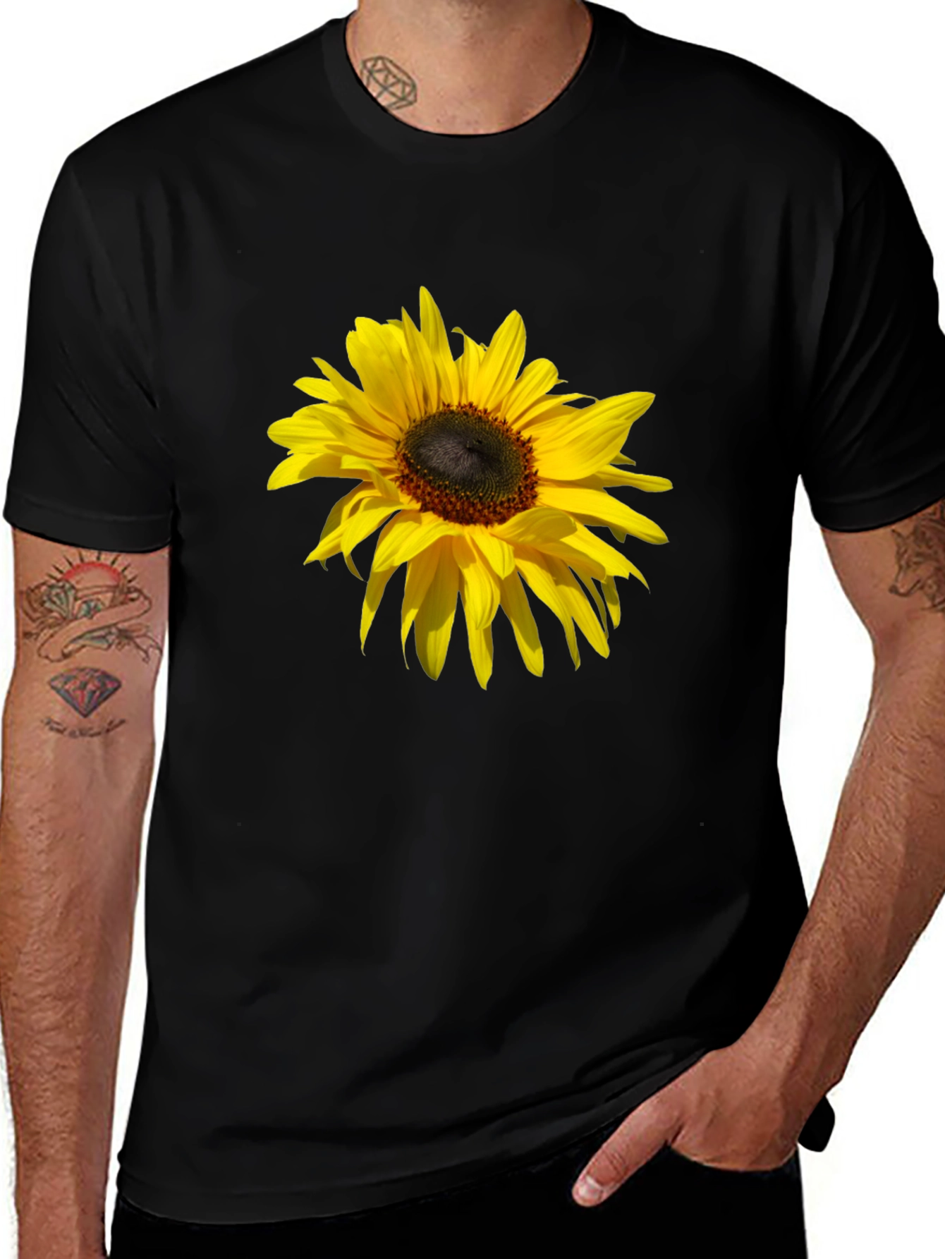 Variant 14 of Sunflower Print Black T-Shirt