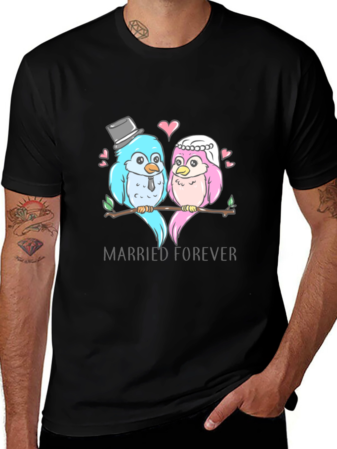 Variant 8 of Married Forever Birds Graphic T-Shirt