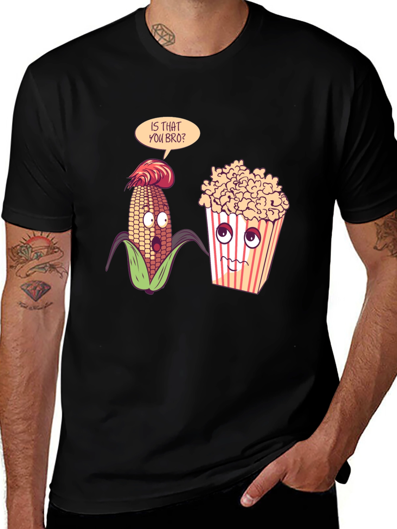 Corn & Popcorn Humor Graphic T-Shirt