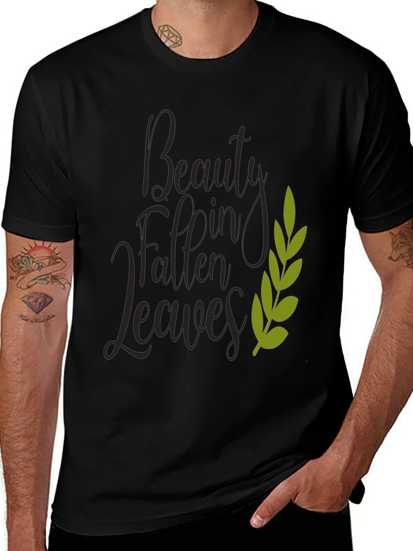 Variant 8 of Beauty in Fallen Leaves Graphic Tee - Black
