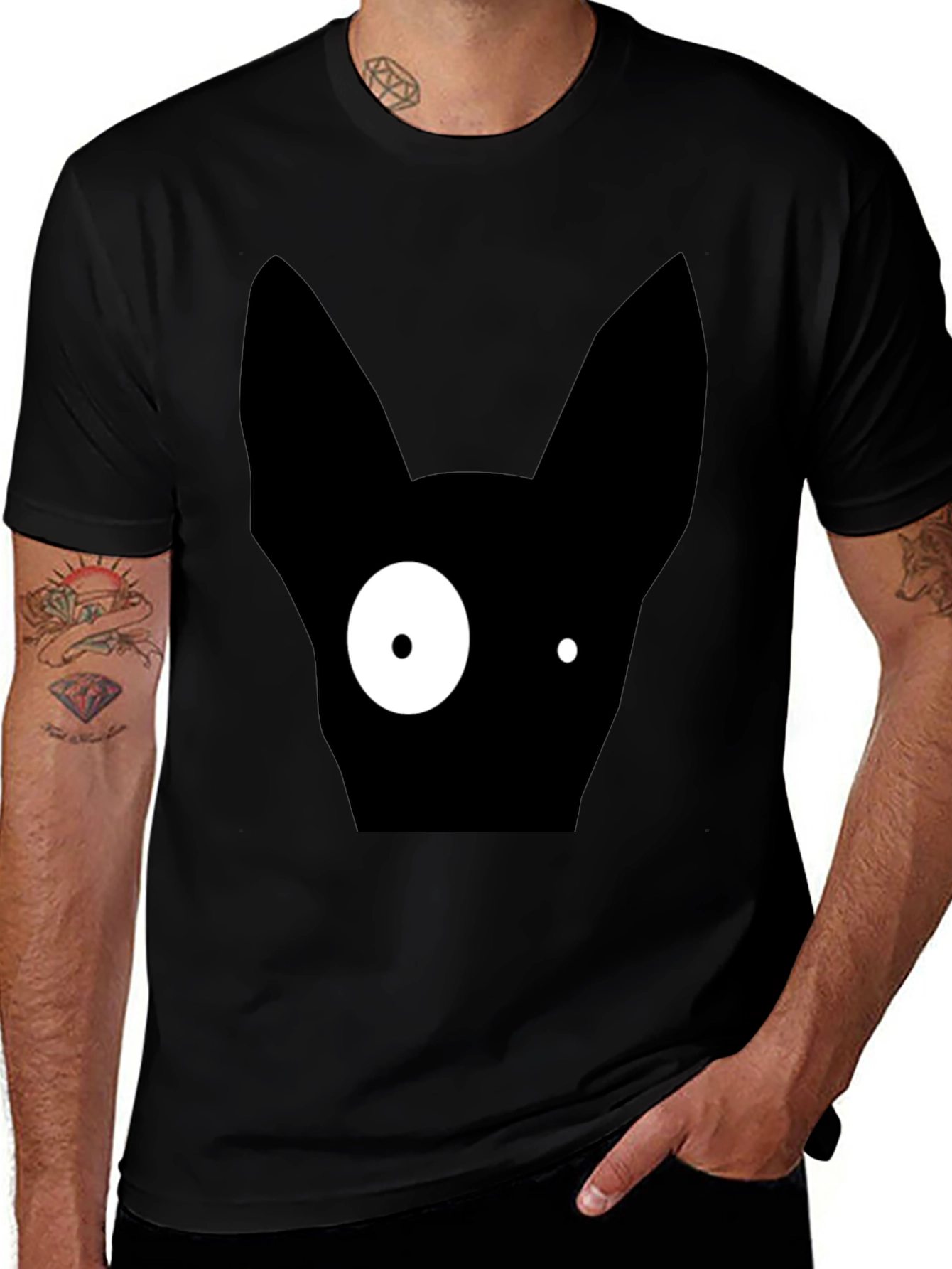 Variant 9 of Abstract Cat Graphic Black T-Shirt