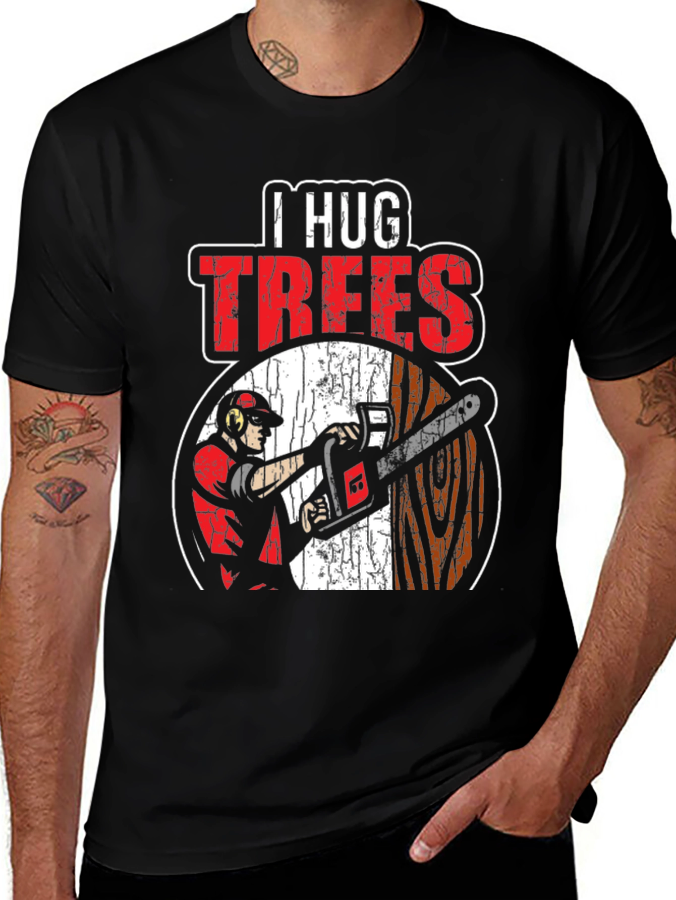 Variant 20 of I Hug Trees Graphic T-Shirt - Arborist, Lumberjack
