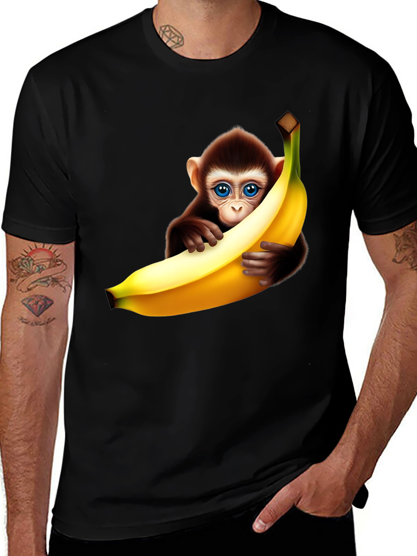Variant 21 of Monkey Hugging Banana Graphic T-Shirt