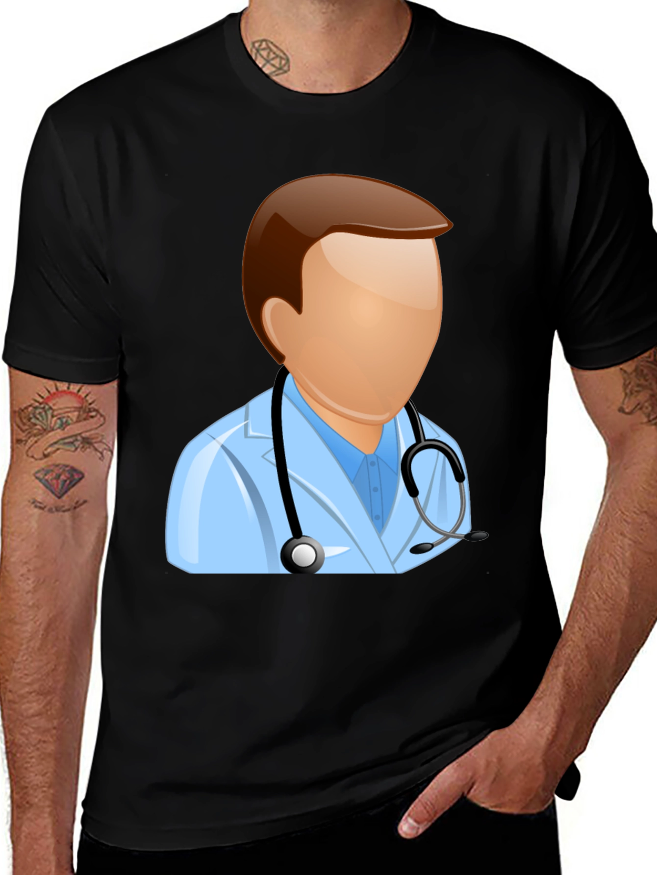 Variant 30 of Doctor Graphic T-Shirt | Black Cotton Blend Tee