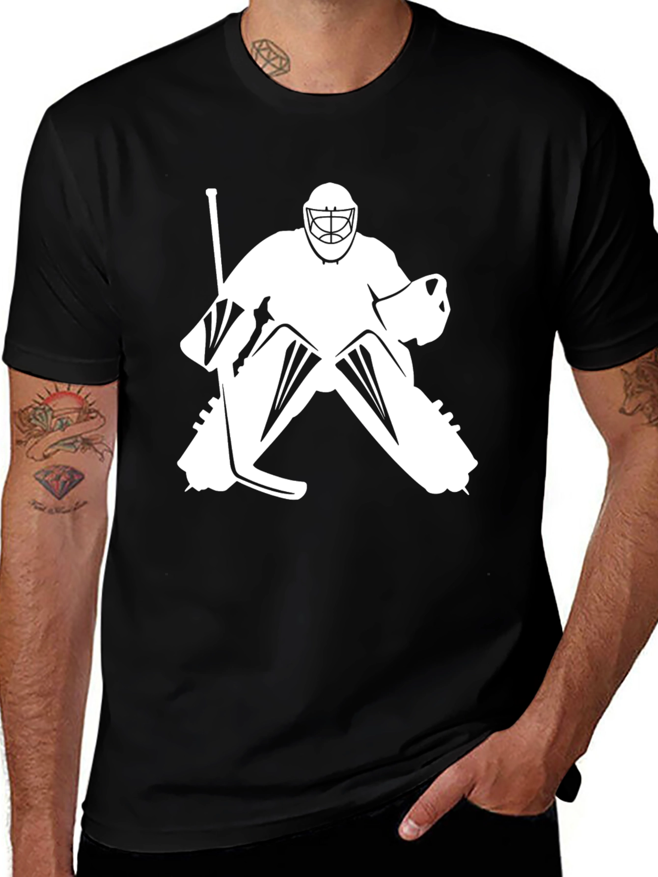 Variant 8 of Hockey Goalie Graphic Tee - Black