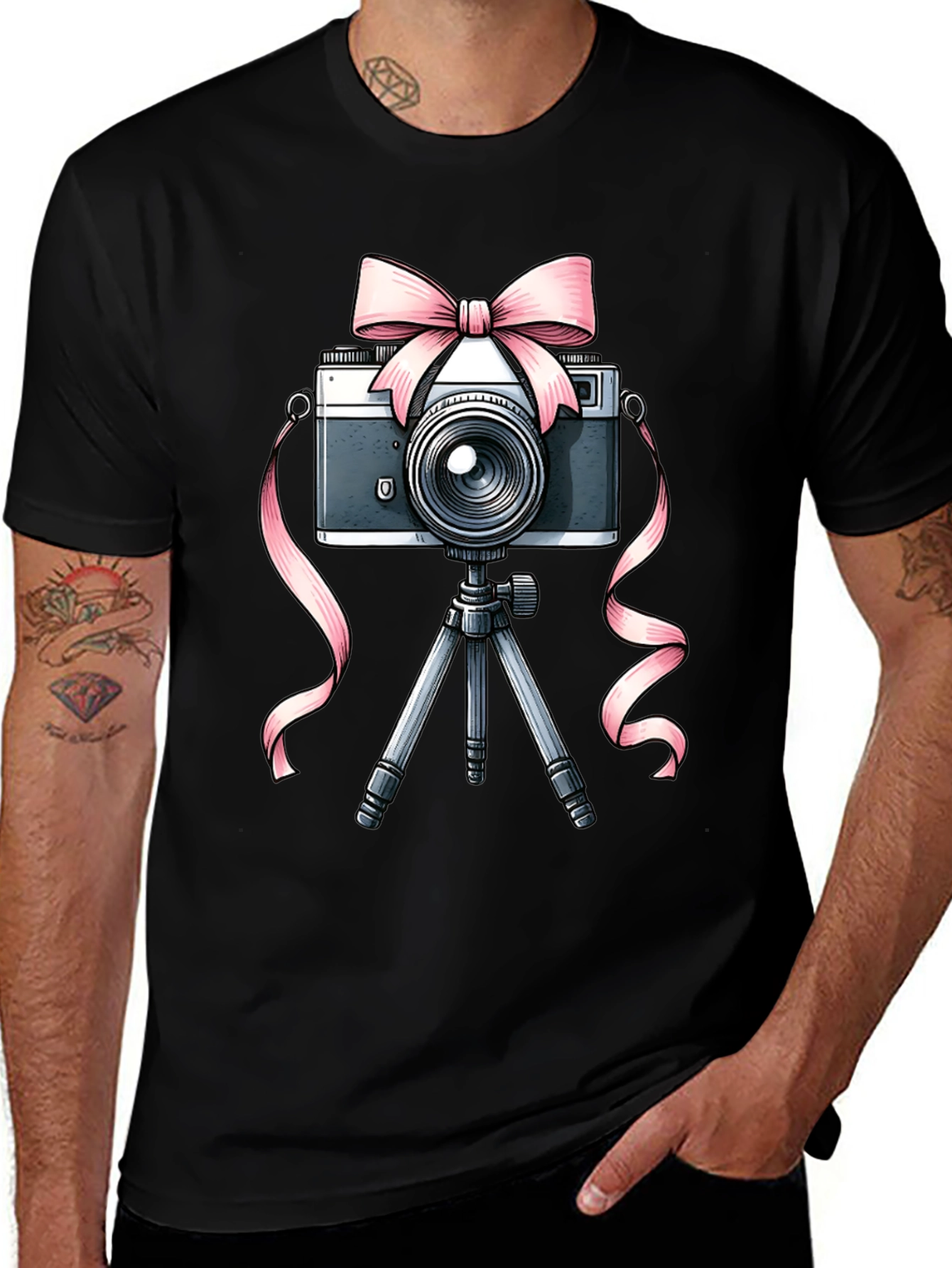 Variant 29 of Retro Camera Bow Tie Graphic Tee - Photographer's Delight!