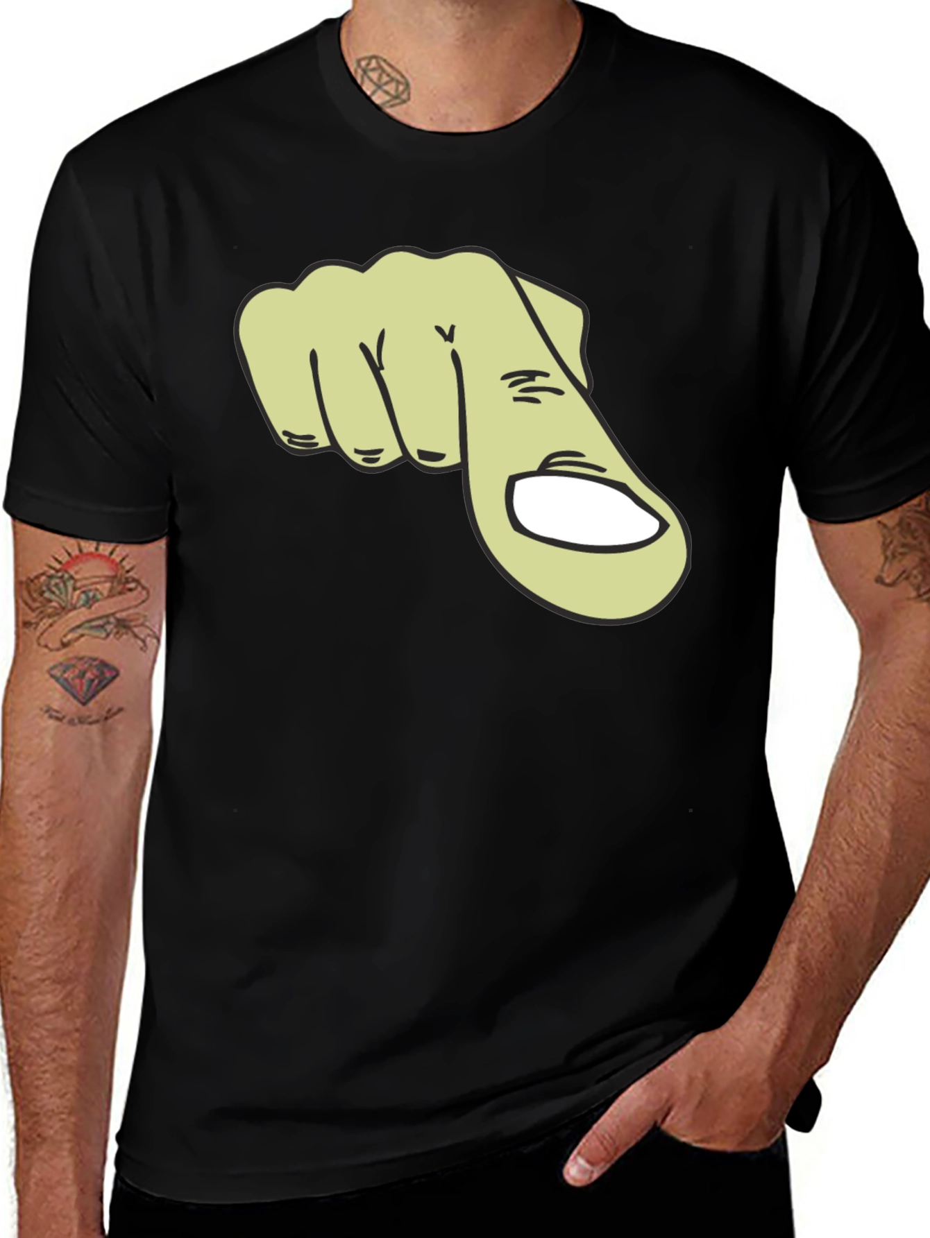 Variant 17 of Pointing Finger Graphic T-Shirt - Black