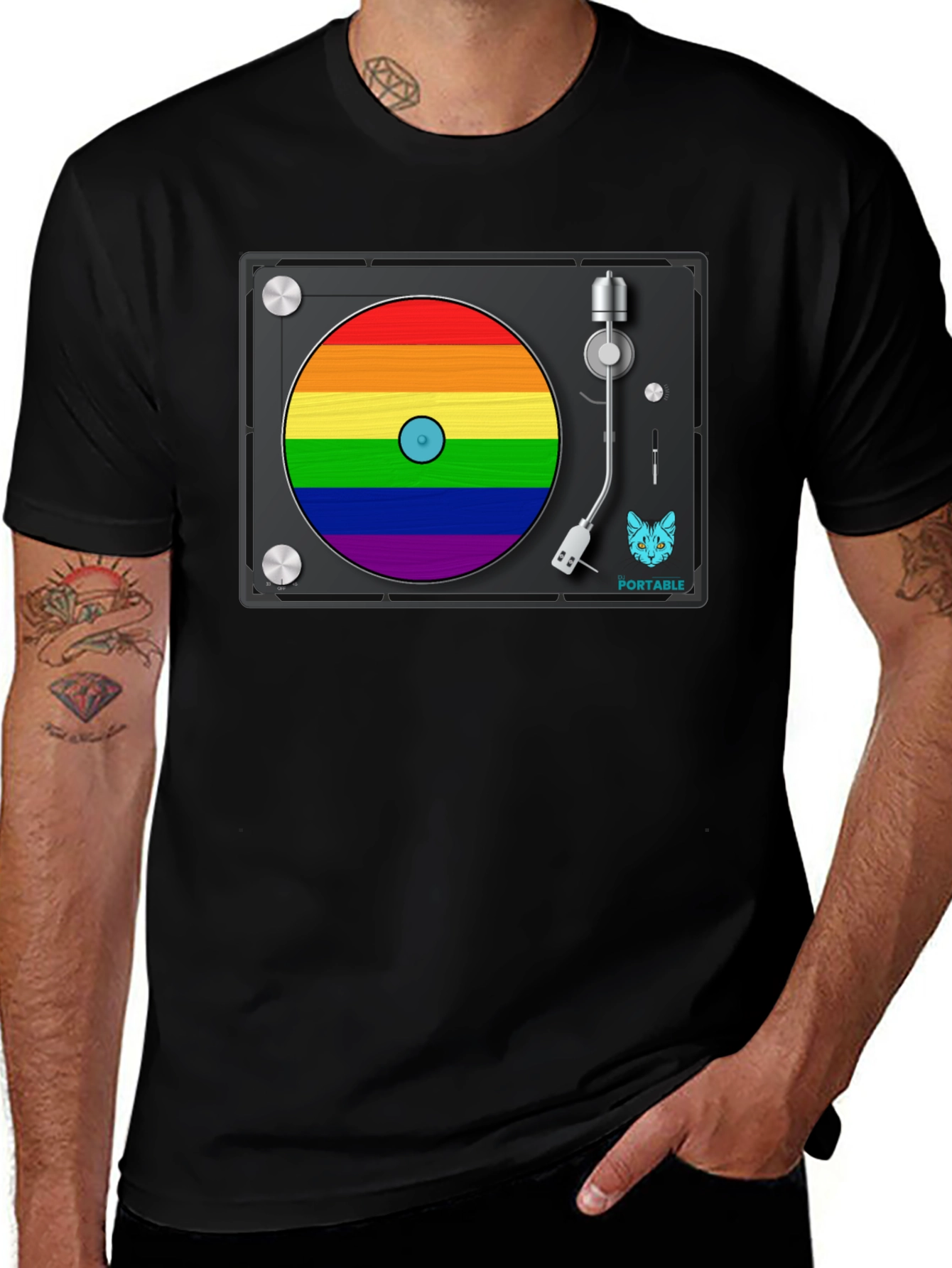 Variant 9 of Rainbow Turntable Graphic T-Shirt