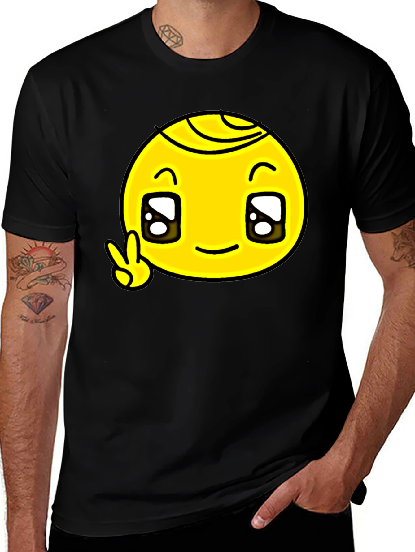 Variant 3 of Peace Out Emoji Black T-Shirt