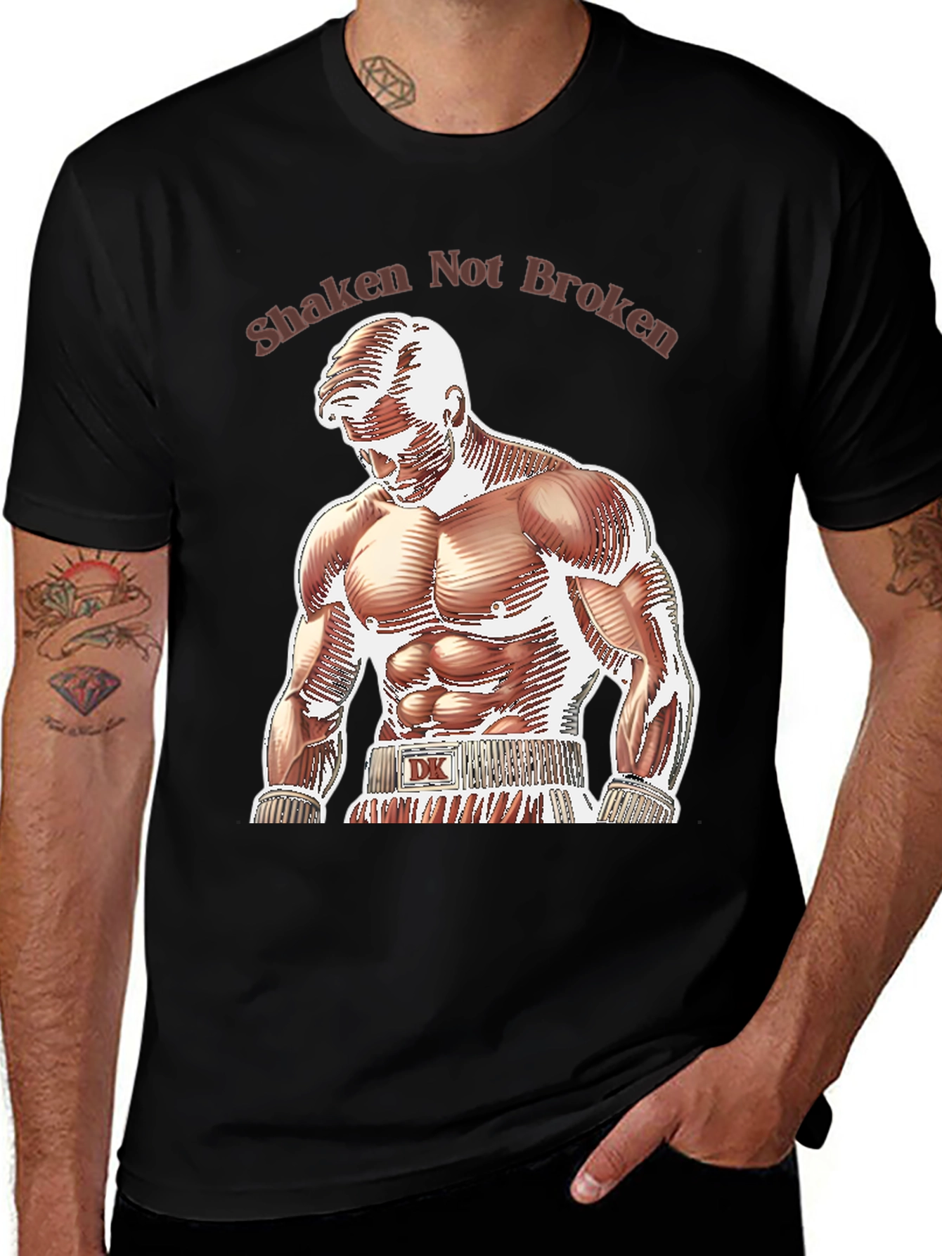 Shaken Not Broken Boxer Graphic T-Shirt