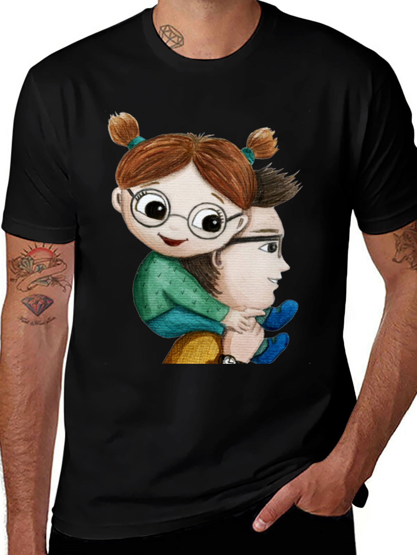 Variant 30 of Dad & Daughter Graphic Tee - Piggyback Ride