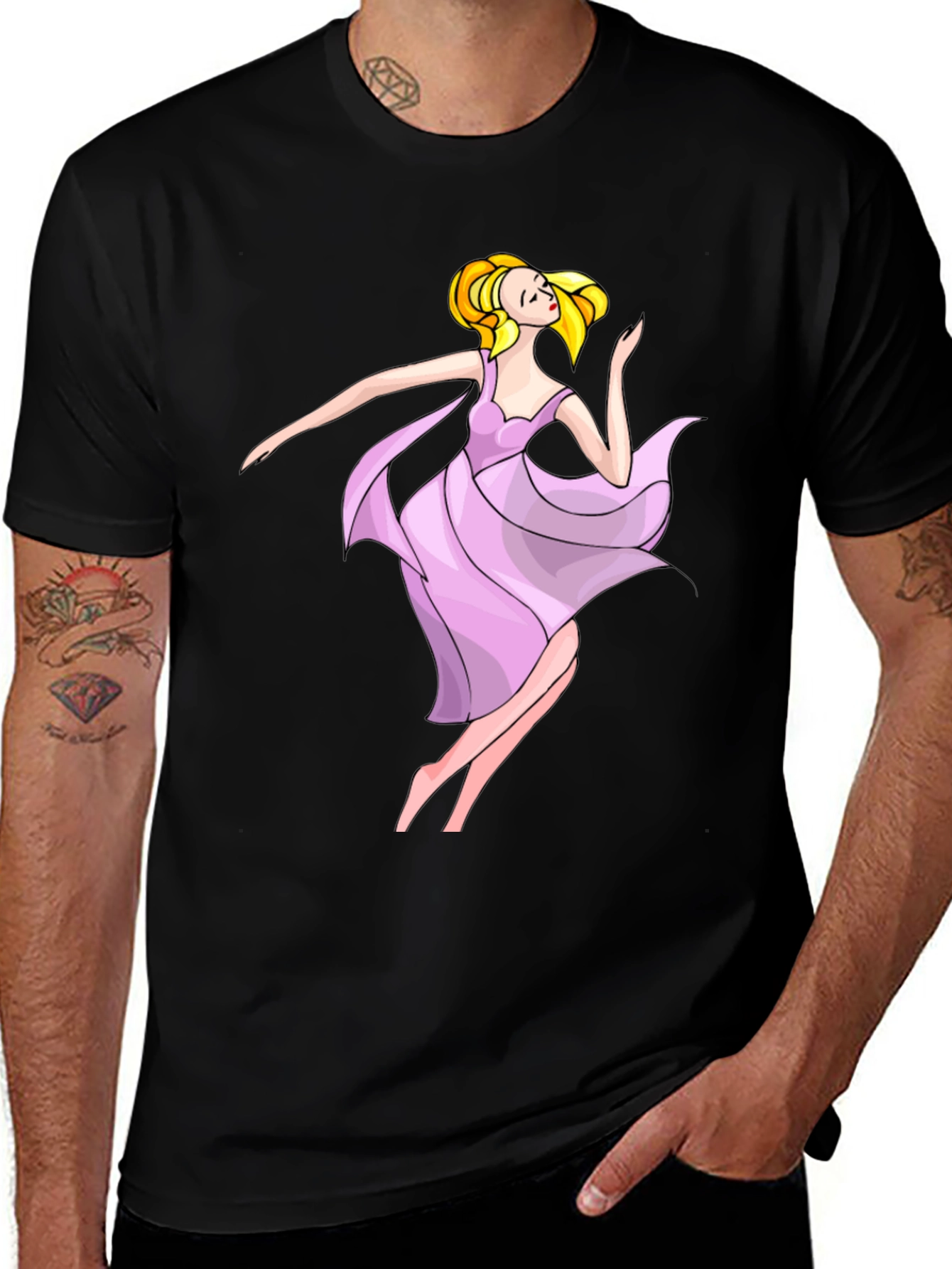 Variant 5 of Black T-Shirt with Cartoon Dancer
