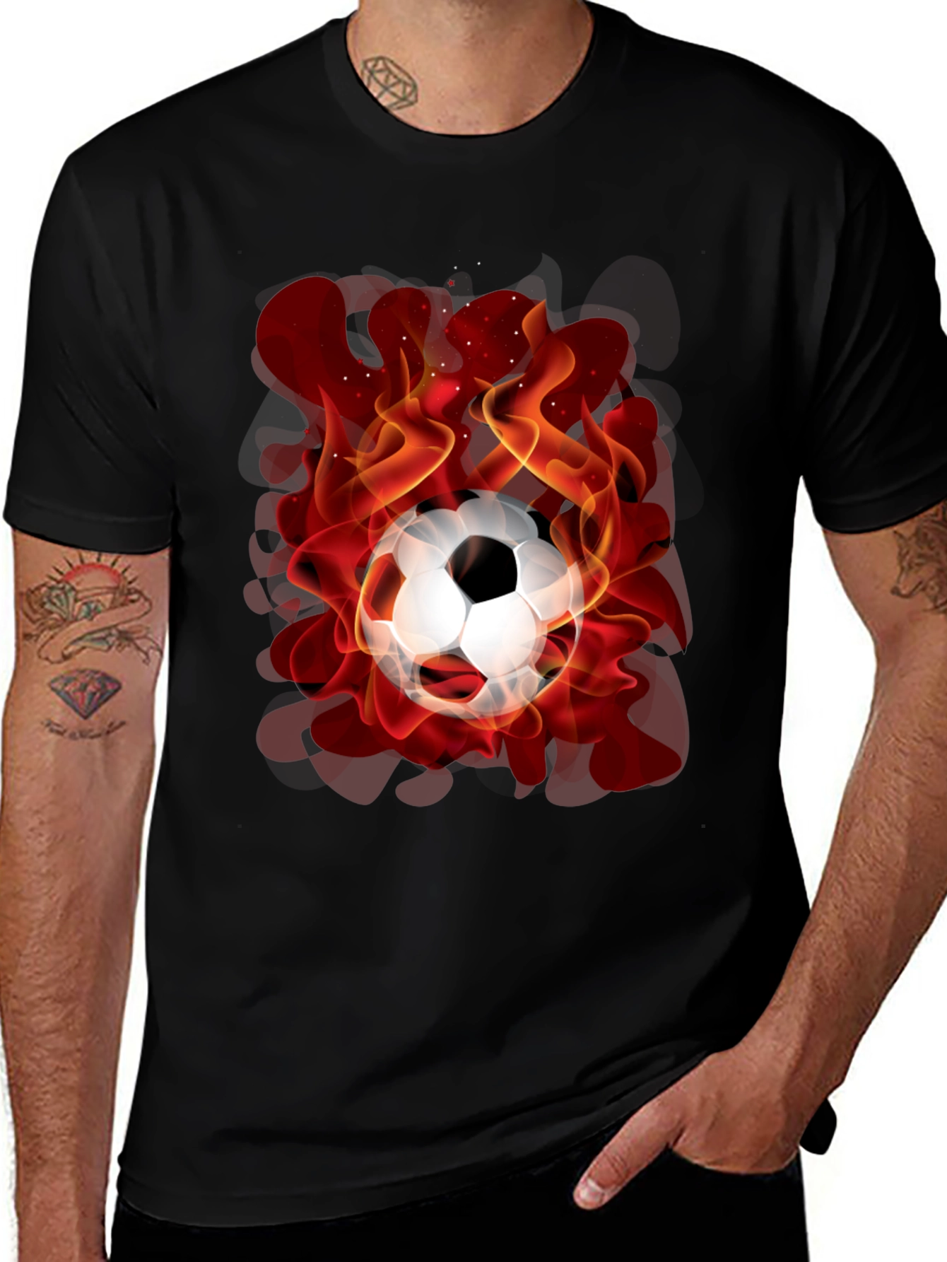 Variant 11 of Flaming Soccer Ball Graphic Tee