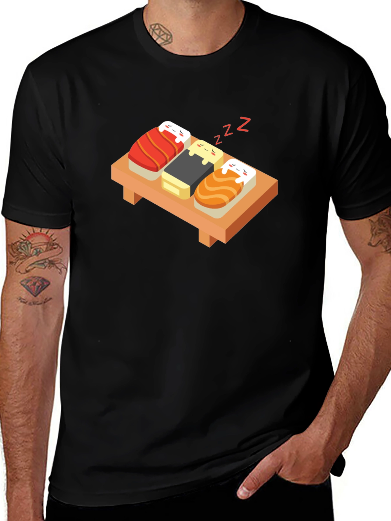 Variant 17 of Sleeping Sushi Bed T-Shirt - Black
