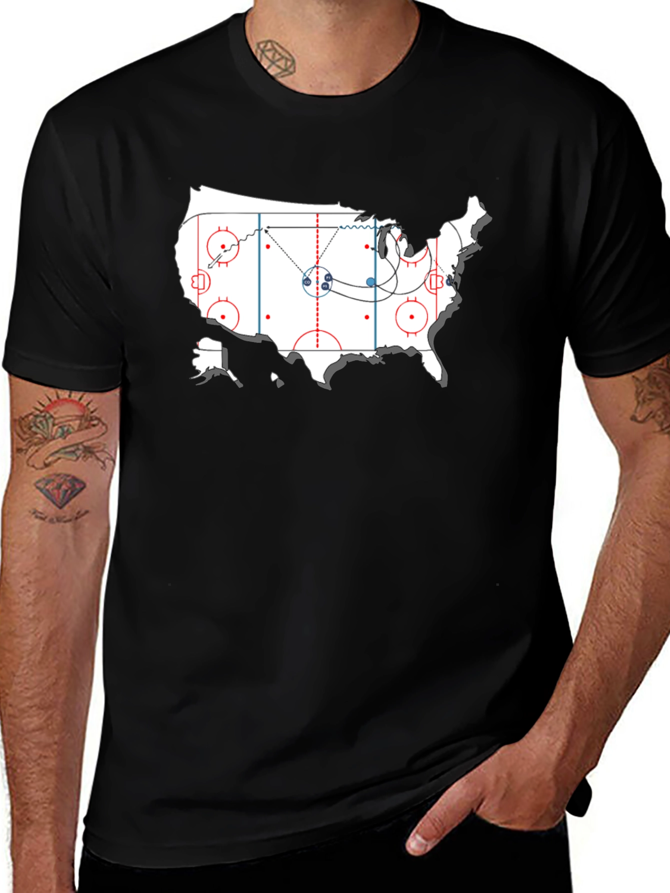 Variant 15 of Hockey USA Map Graphic T-Shirt