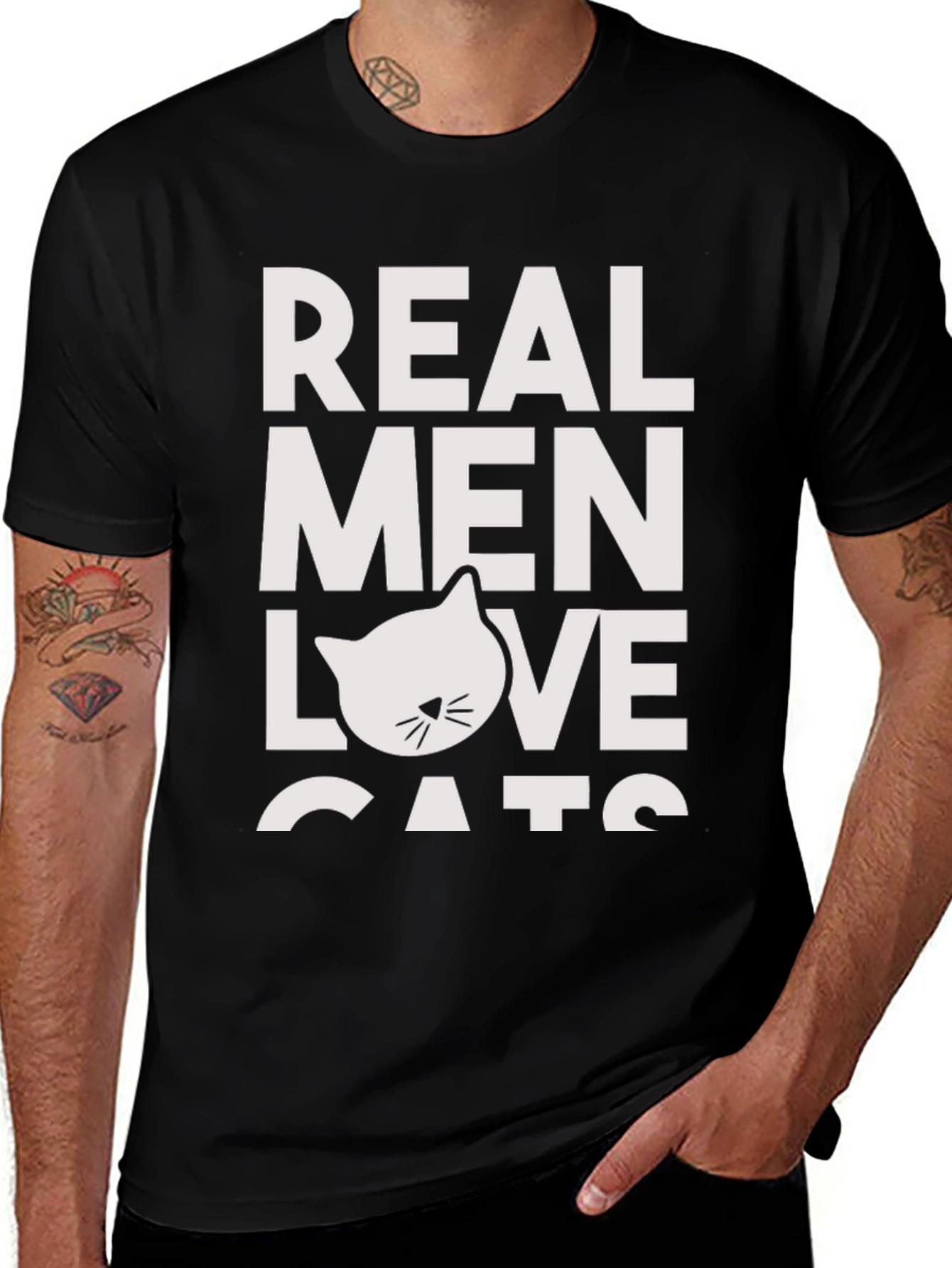 Variant 17 of Real Men Love Cats Black T-Shirt