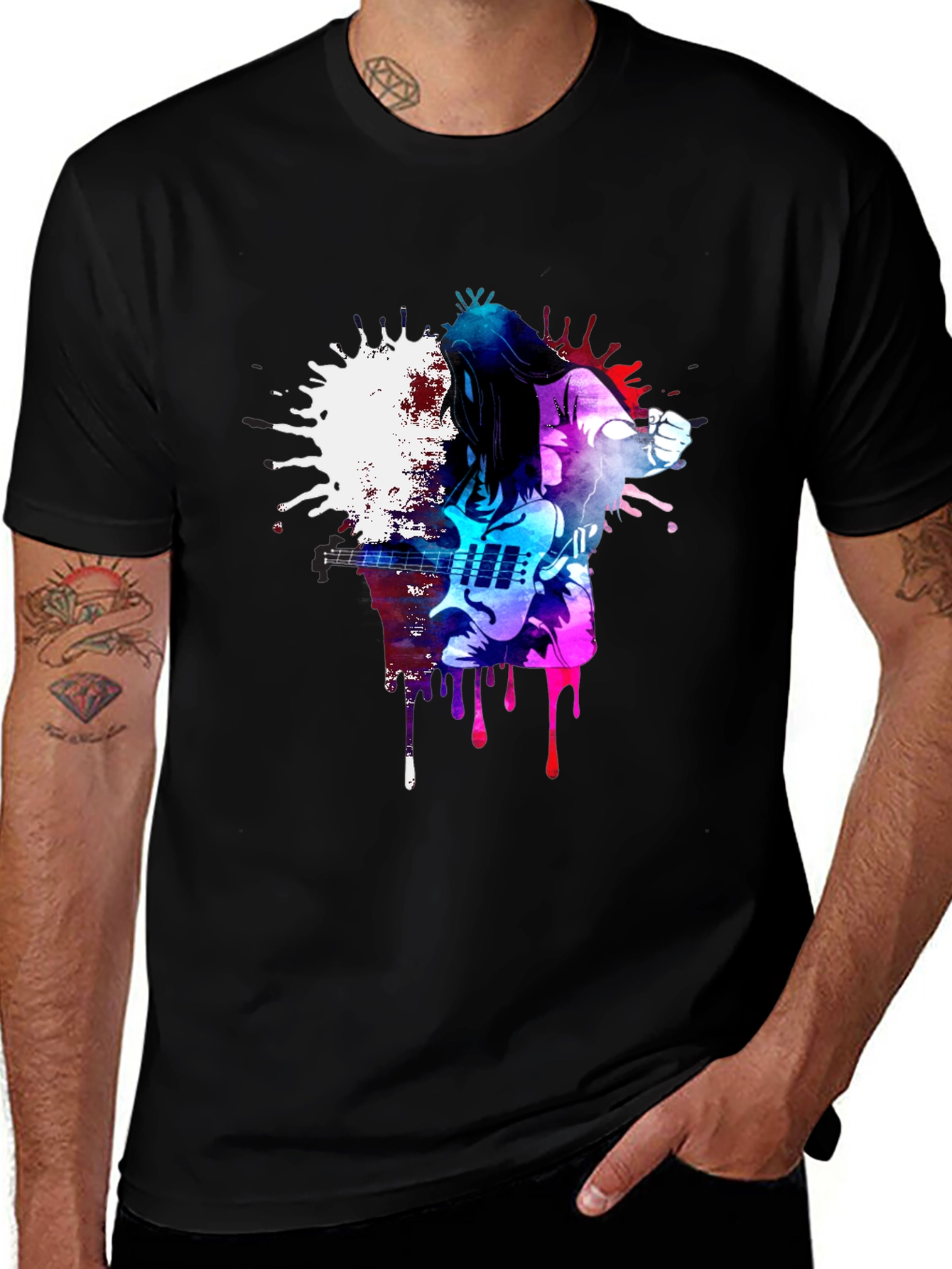 Variant 18 of Colorful Guitar Player Graphic Tee