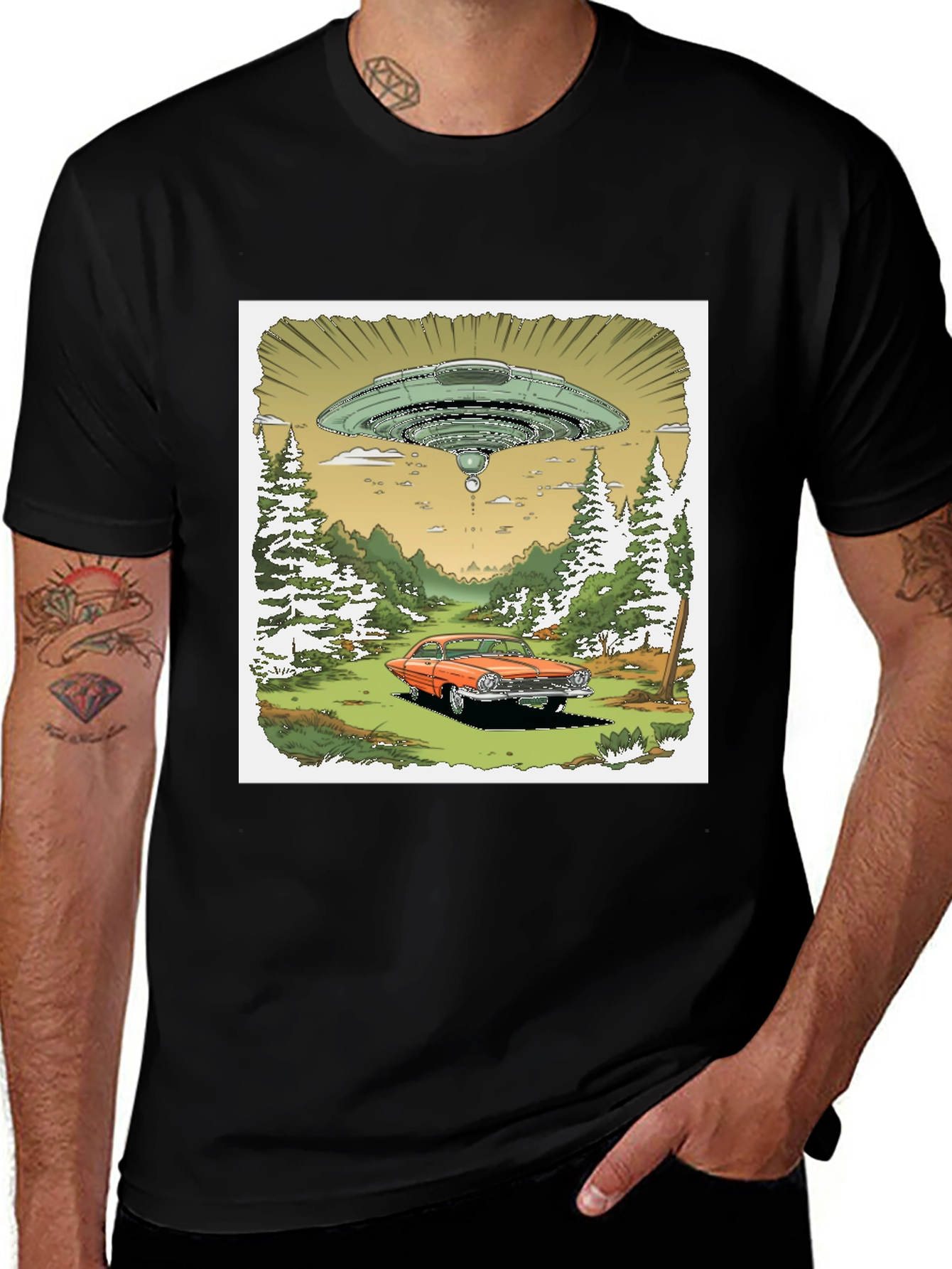 Variant 2 of UFO Abduction Car T-Shirt