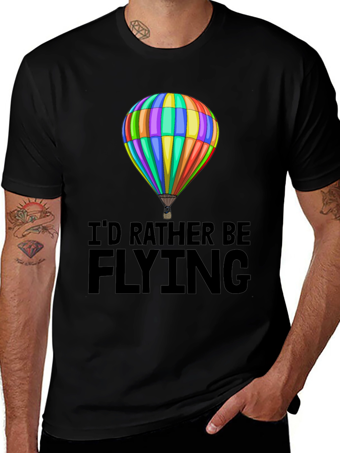 Variant 14 of I'd Rather Be Flying Hot Air Balloon Graphic Tee