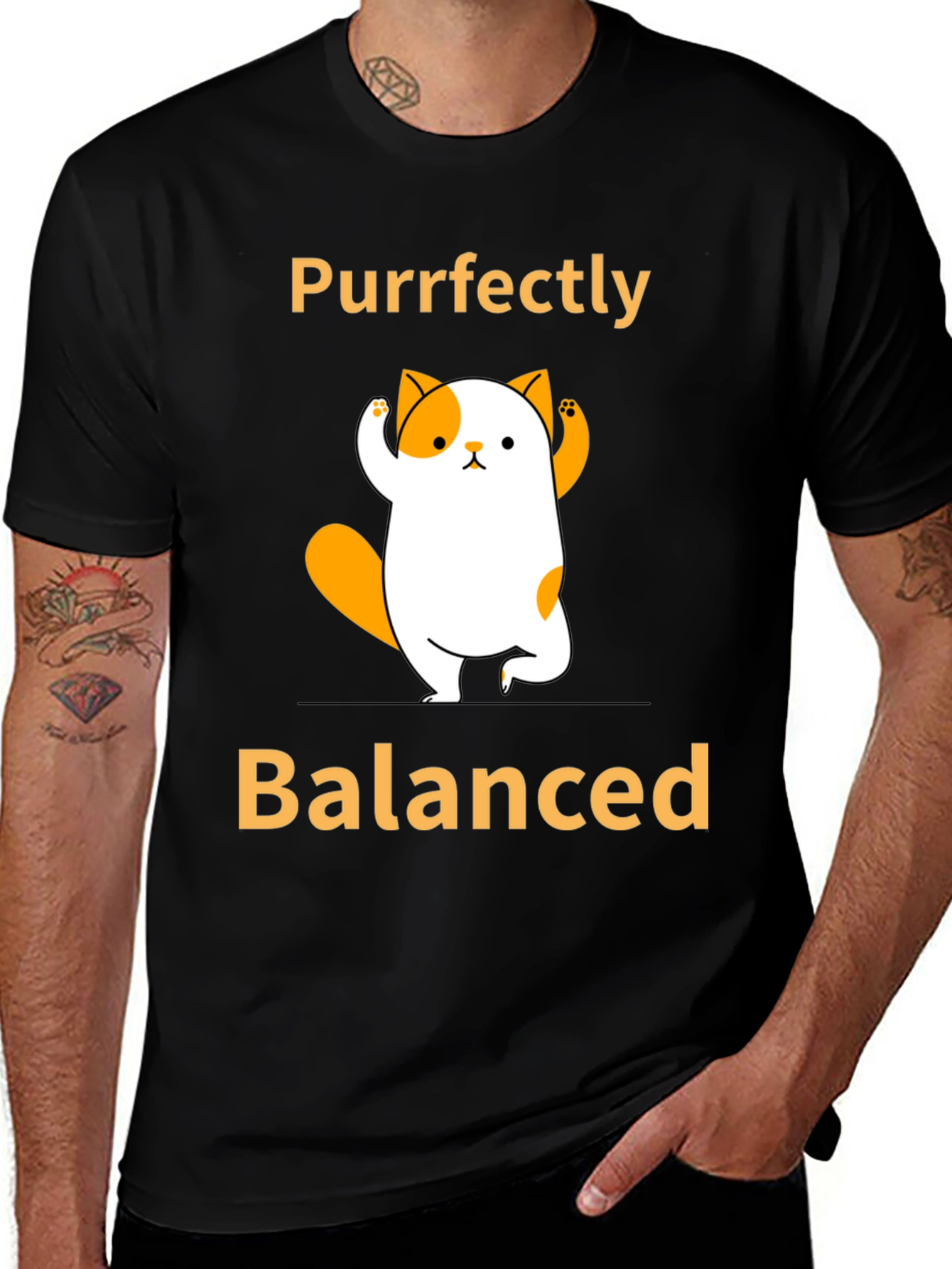 Variant 18 of Purrfectly Balanced Yoga Cat Graphic T-Shirt