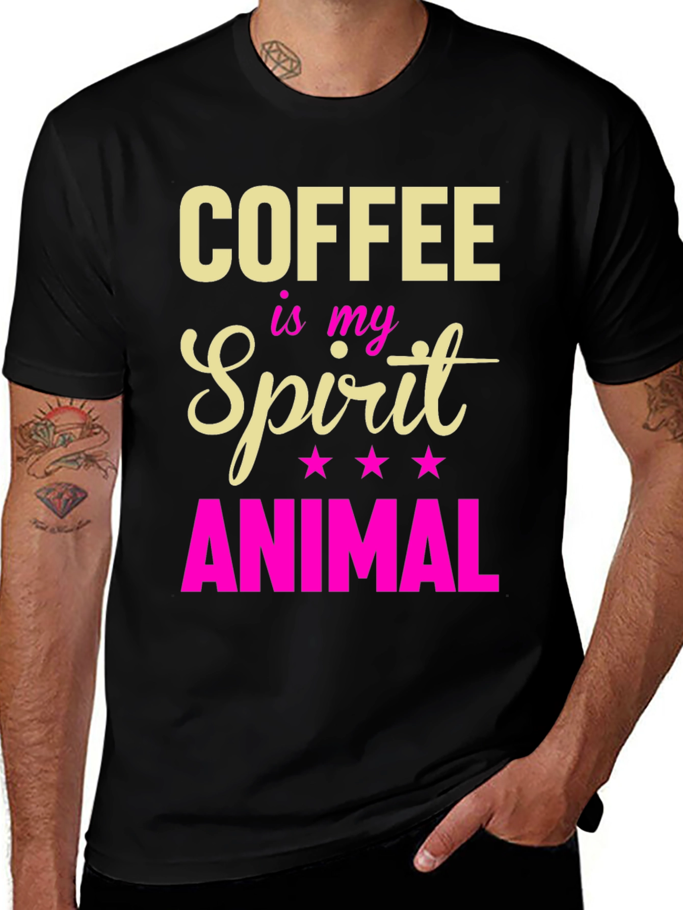 Variant 7 of Coffee is My Spirit Animal Graphic Tee - Black