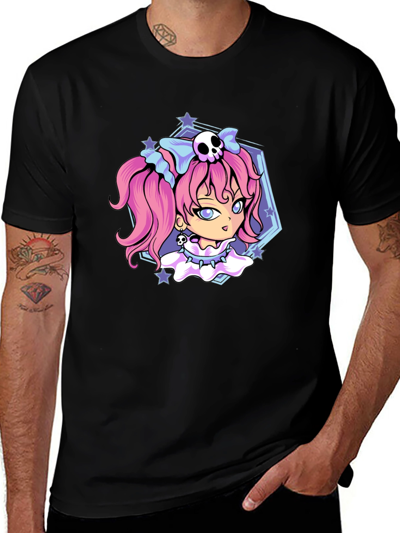 Variant 4 of Gothic Anime Girl Black T-Shirt