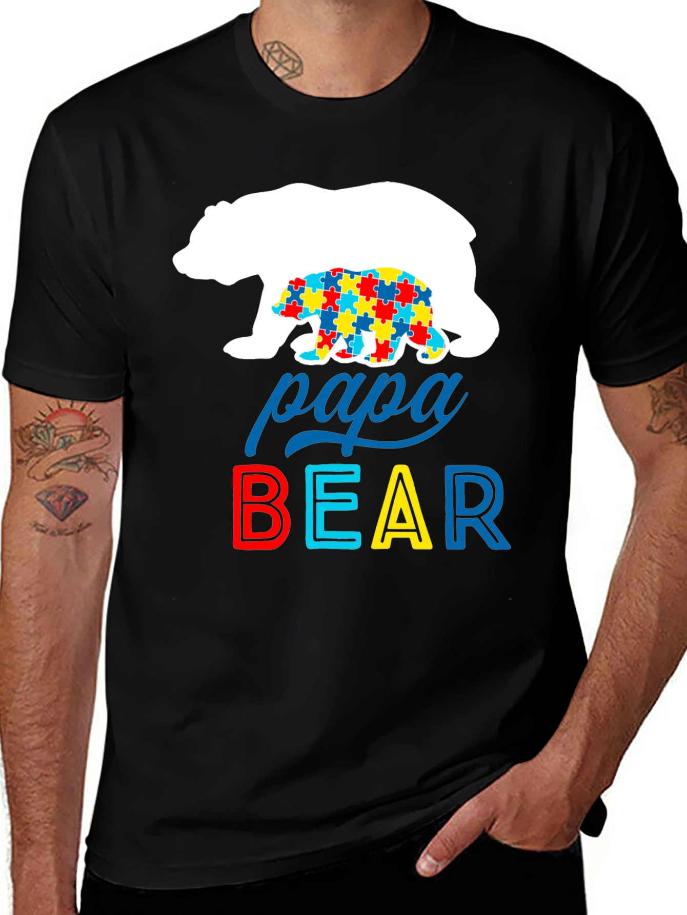 Papa Bear Autism Awareness T-Shirt