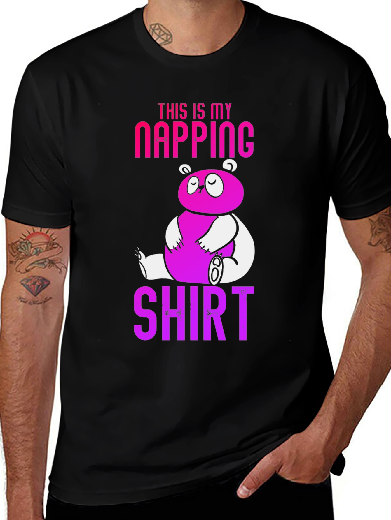Black Napping Shirt - Funny Panda Graphic Tee main image