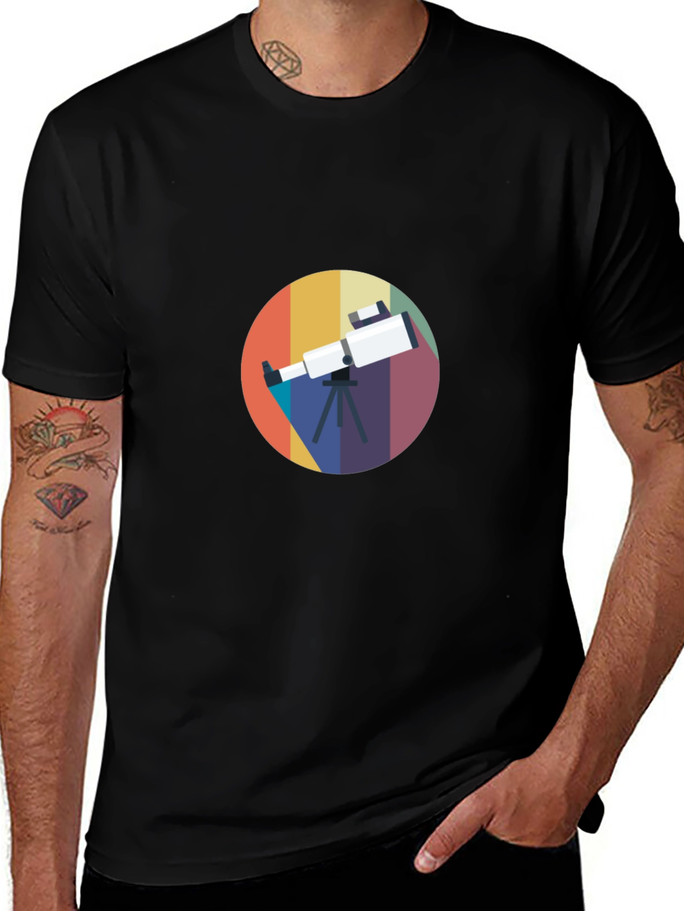 Telescope Graphic Tee - Space Exploration Shirt