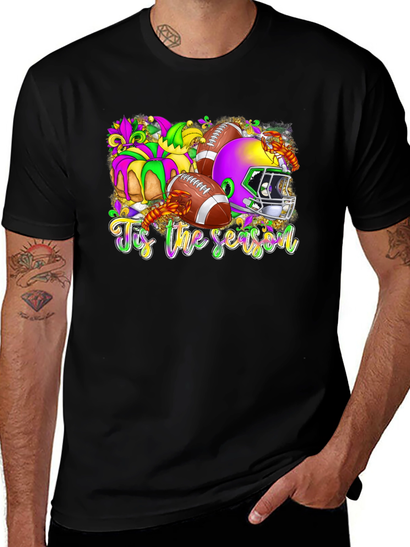 Tis The Season Football Mardi Gras T-Shirt