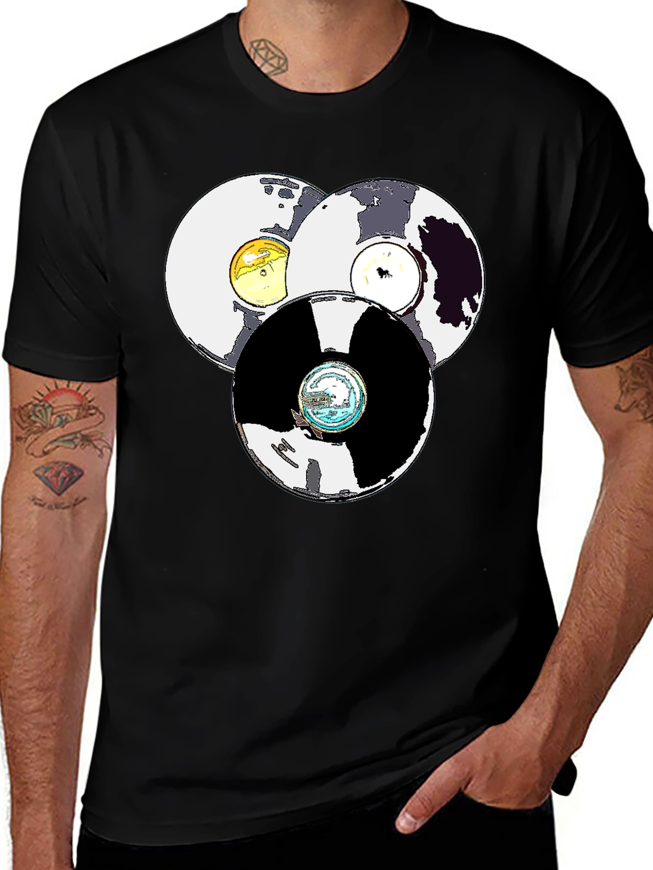Variant 14 of Retro Record Stack Graphic T-Shirt