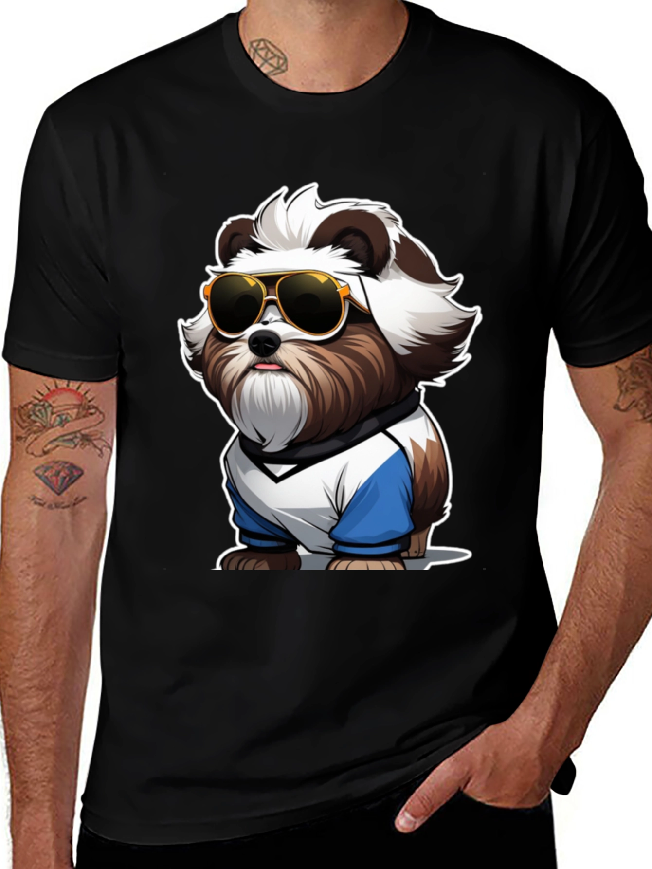 Variant 17 of Cool Dog Graphic Tee - Black Cotton Blend