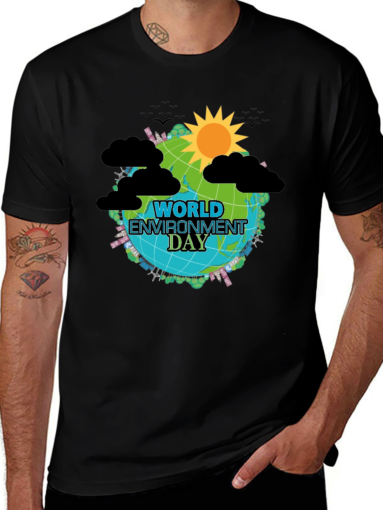 Variant 2 of World Environment Day Black Graphic Tee