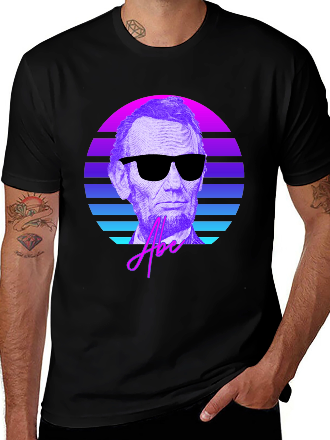 Variant 20 of Abe Lincoln Synthwave T-Shirt