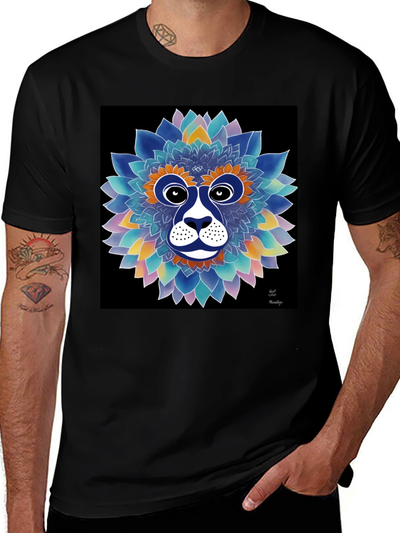 Variant 21 of Floral Lion Face Graphic T-Shirt