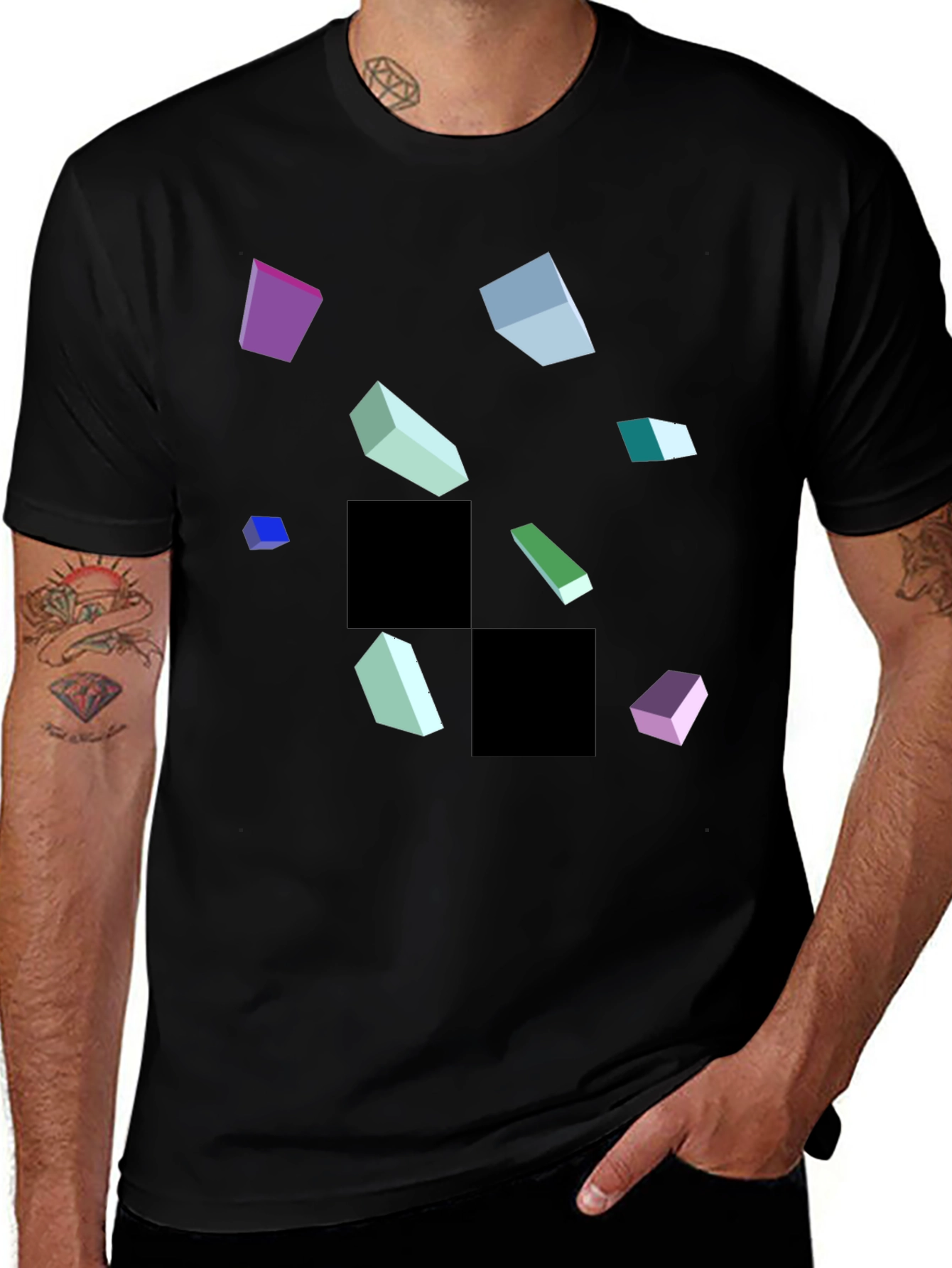 Variant 12 of Abstract Geometric Black T-Shirt