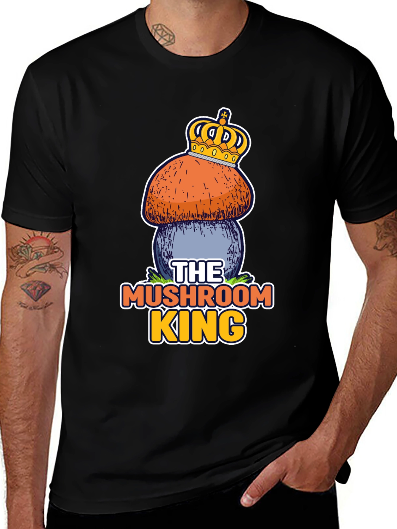 Variant 3 of Mushroom King Graphic T-Shirt - Novelty Design