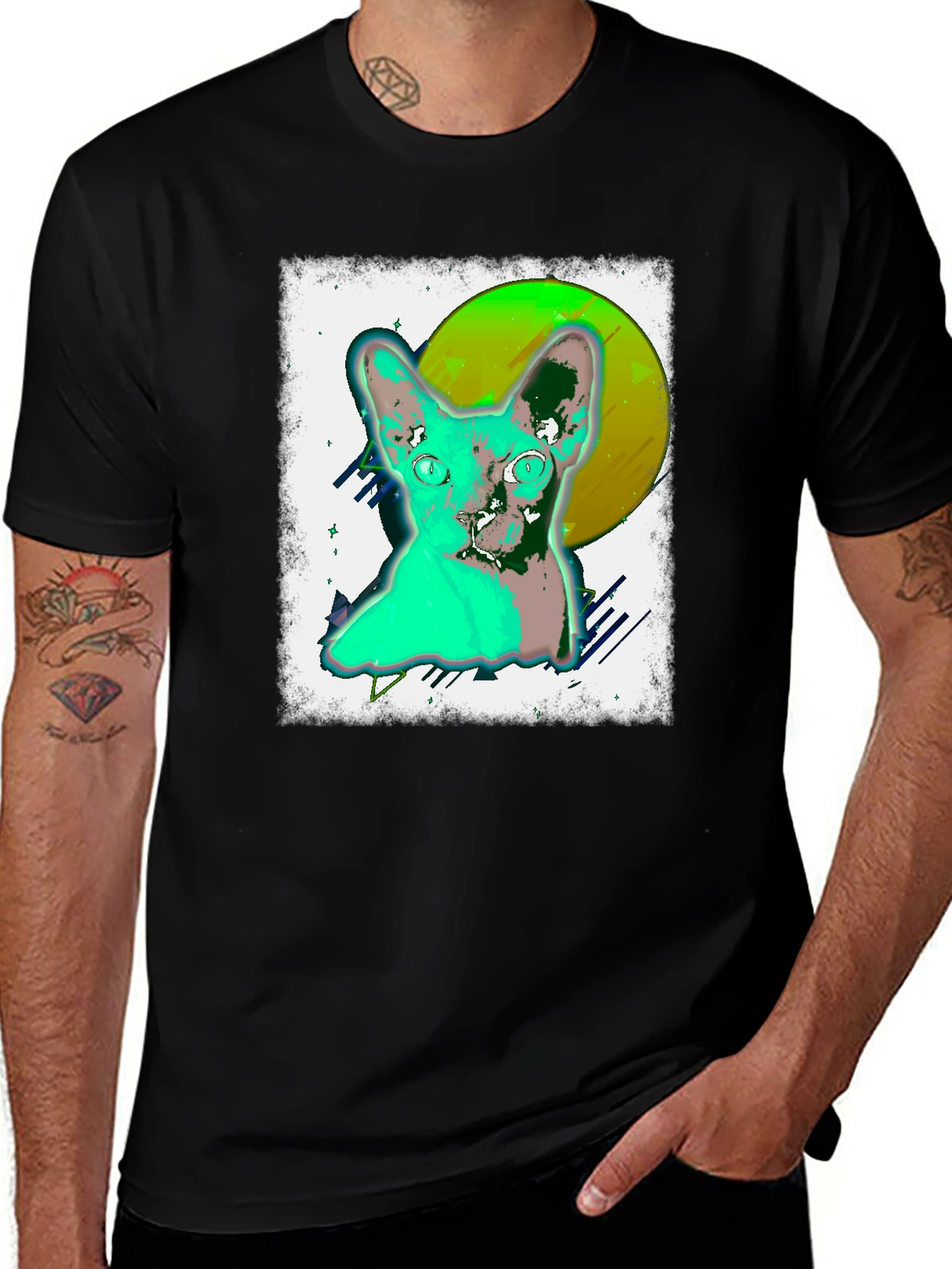 Variant 6 of Cool Cat Graphic Tee - Black Unisex T-Shirt