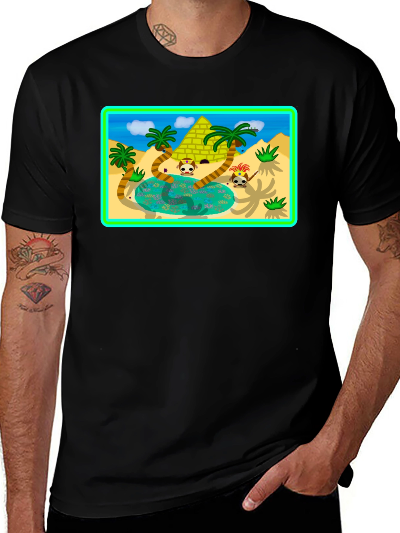 Variant 8 of Cartoon Desert Pyramid Graphic T-Shirt