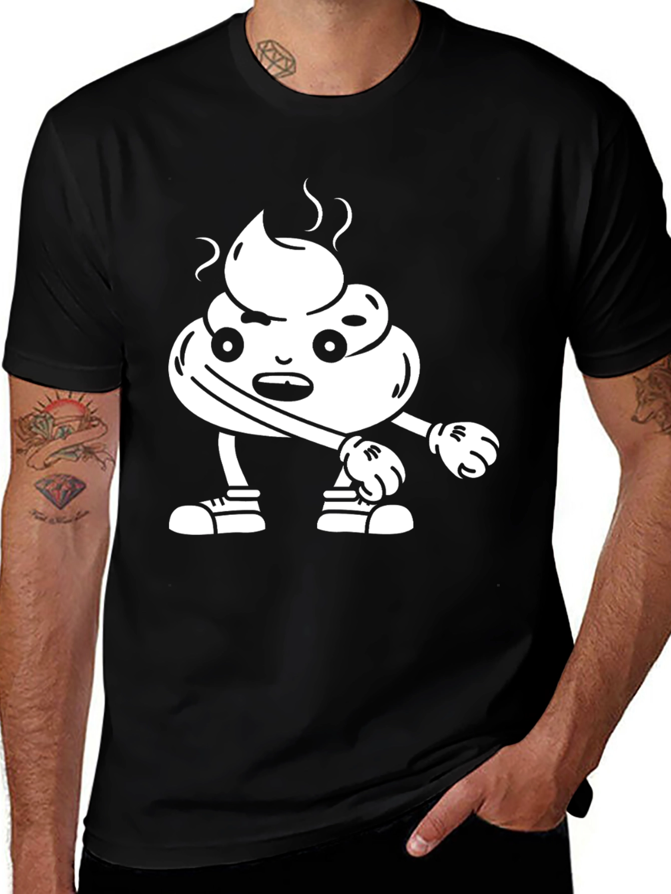 Variant 27 of Funny Poop Character Black T-Shirt