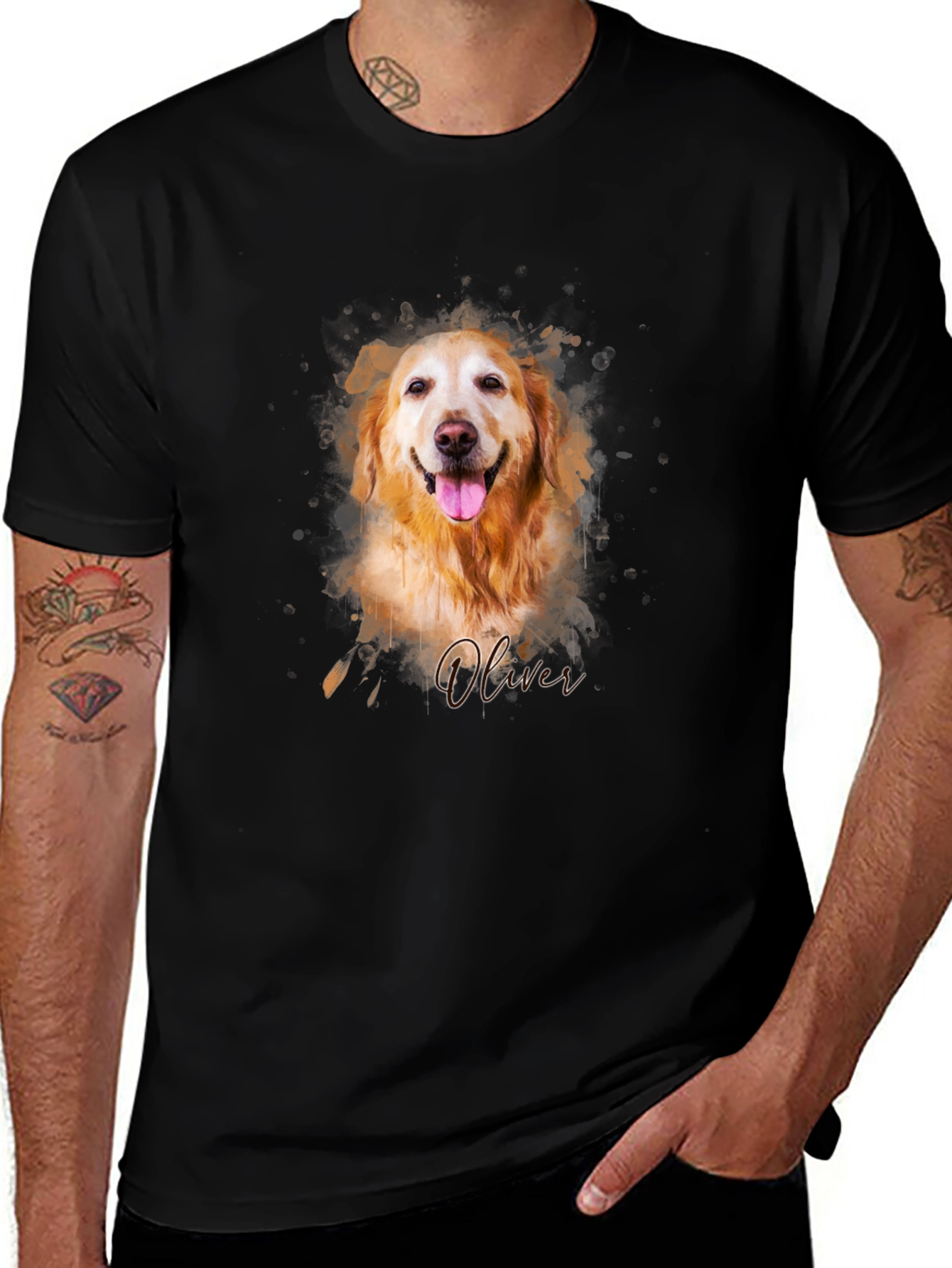 Variant 19 of Dog Portrait T-Shirt - 'Oliver' Design