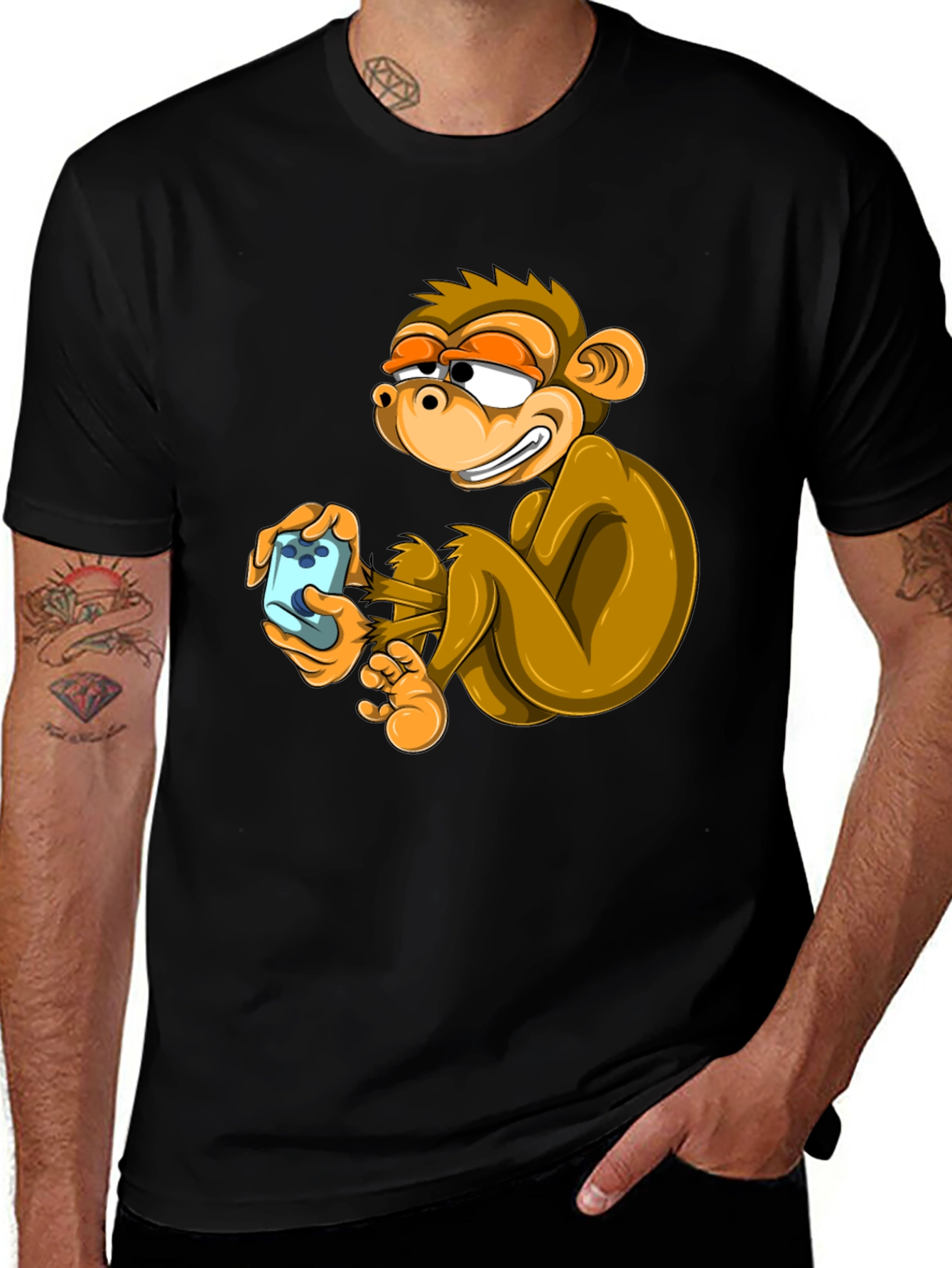 Variant 10 of Funny Monkey Graphic Tee - Black Cotton T-Shirt