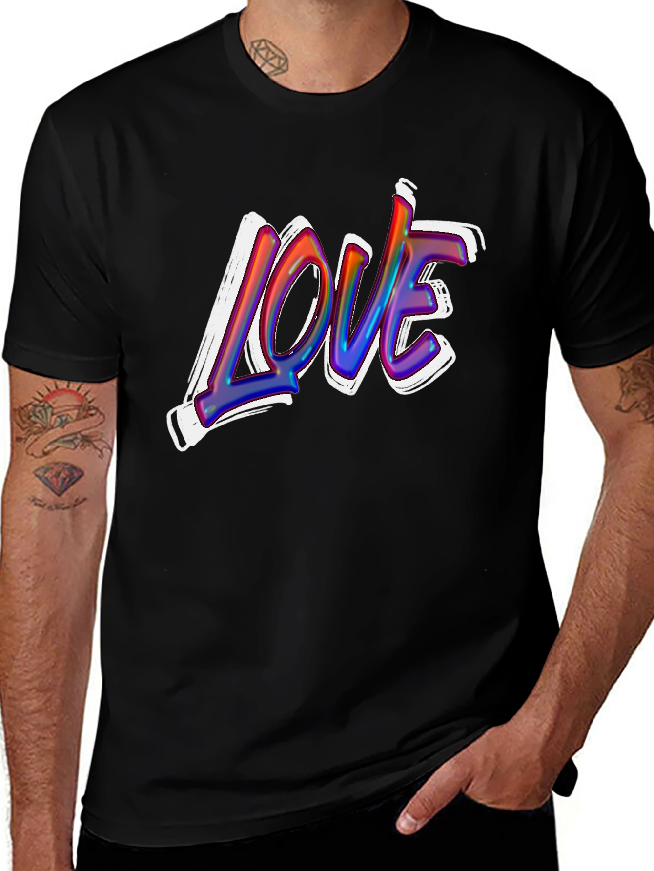 Variant 5 of Love Graphic Print Black T-Shirt