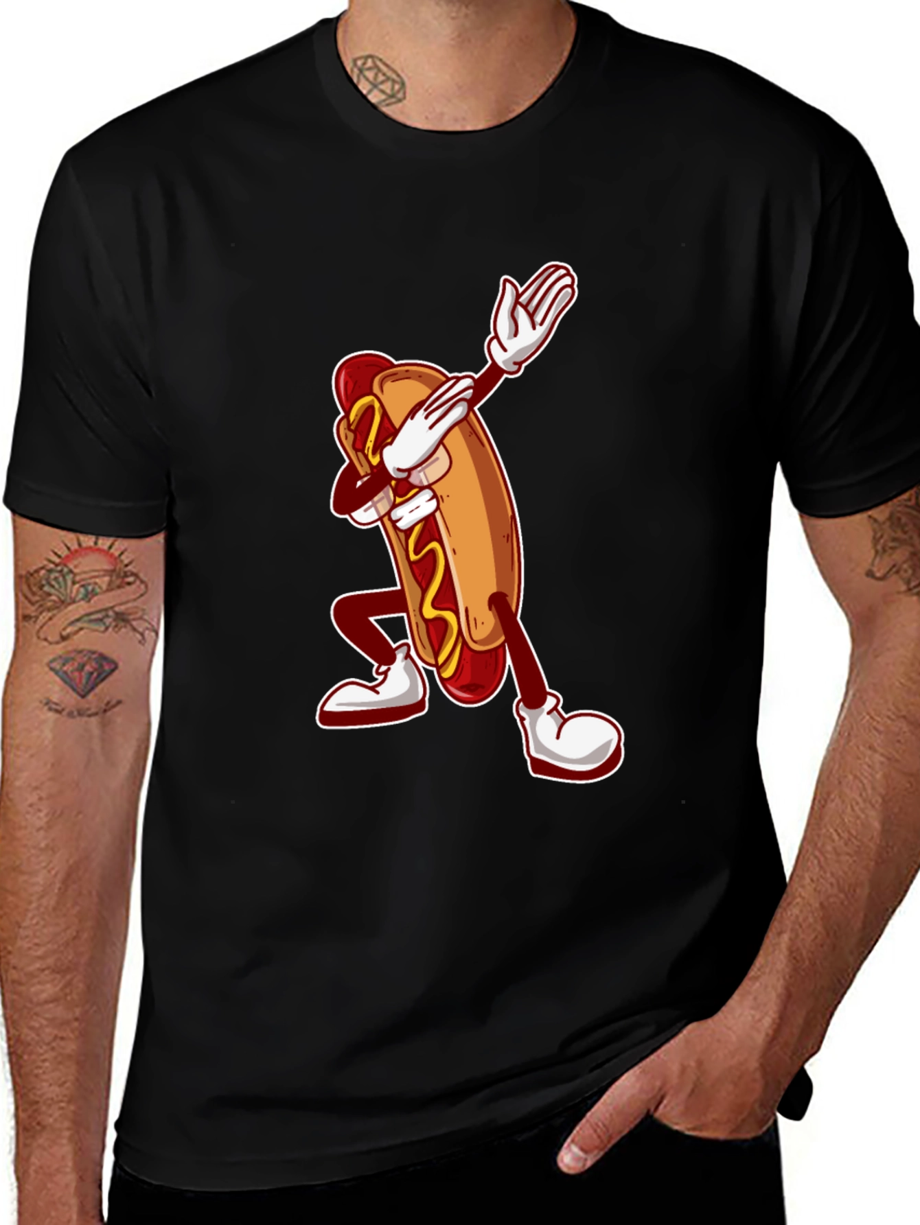 Variant 14 of Dabbing Hotdog Black T-Shirt