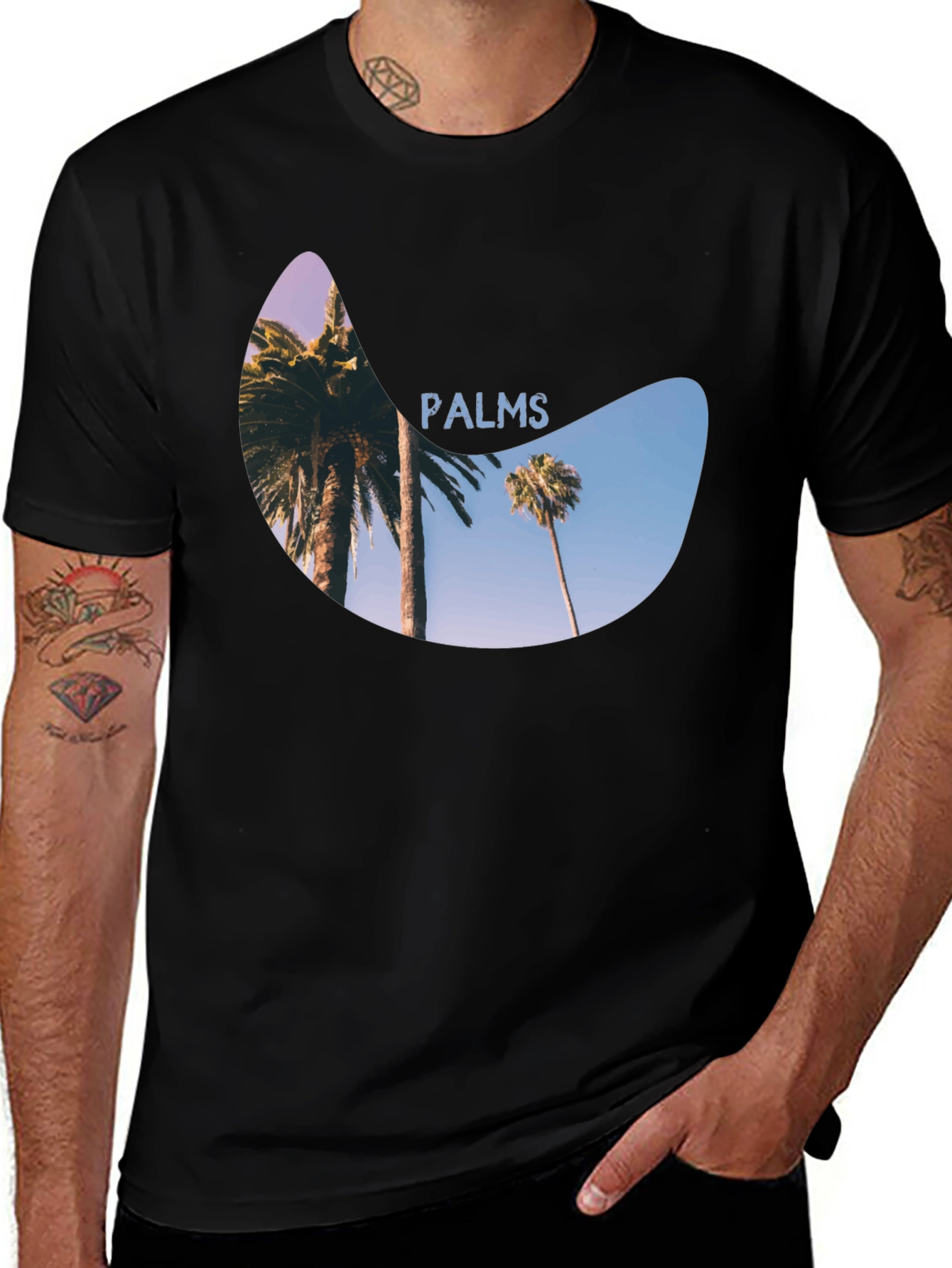 Variant 24 of Palms Graphic Print Black T-Shirt