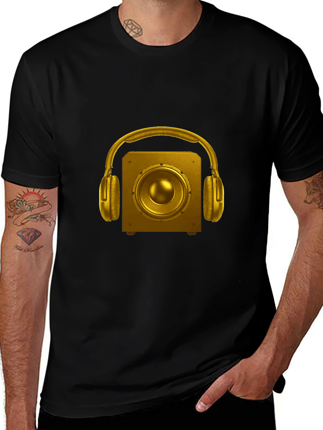 Variant 25 of Gold Speaker & Headphones Graphic T-Shirt - Modern Style