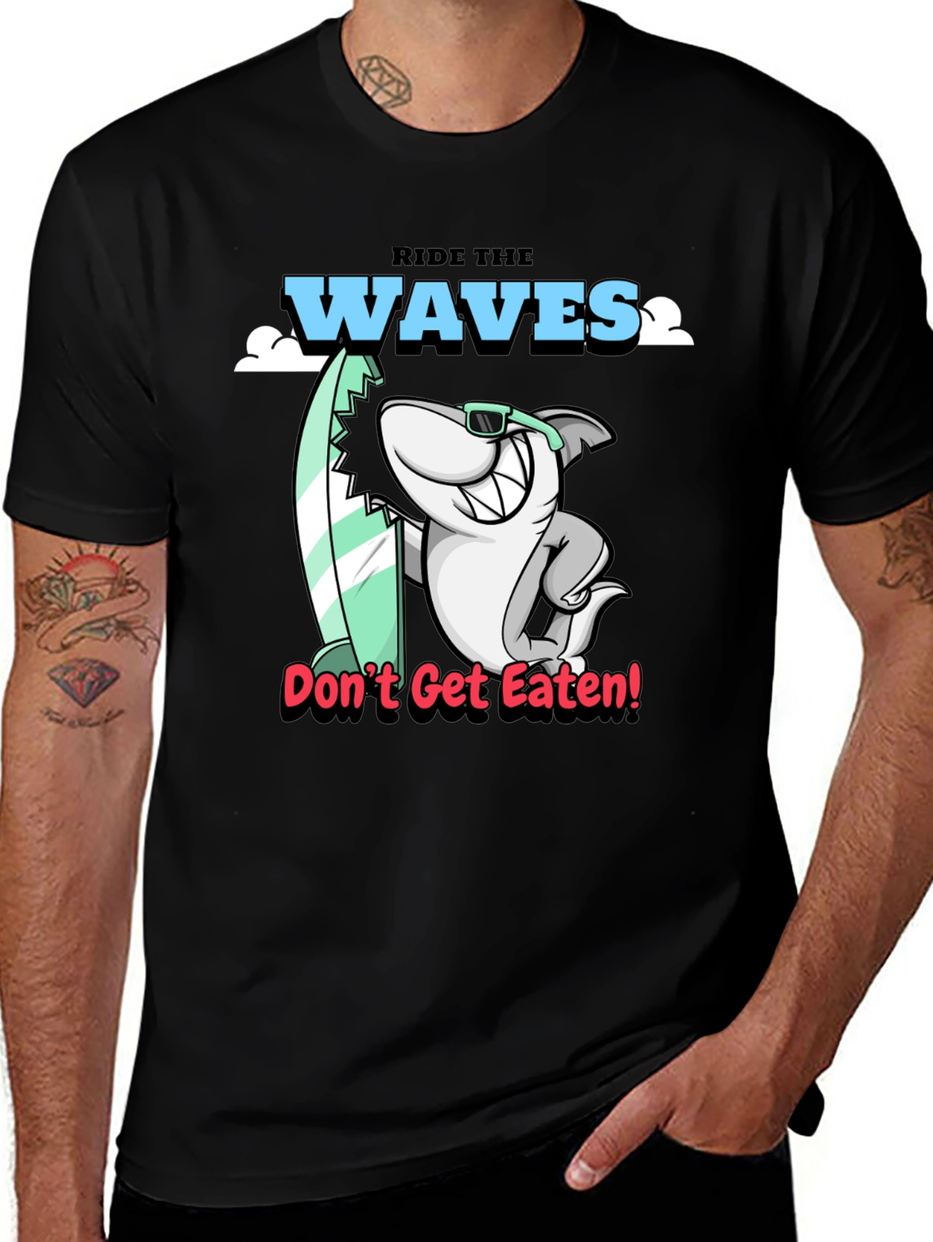 Variant 21 of Ride the Waves Shark Graphic T-Shirt